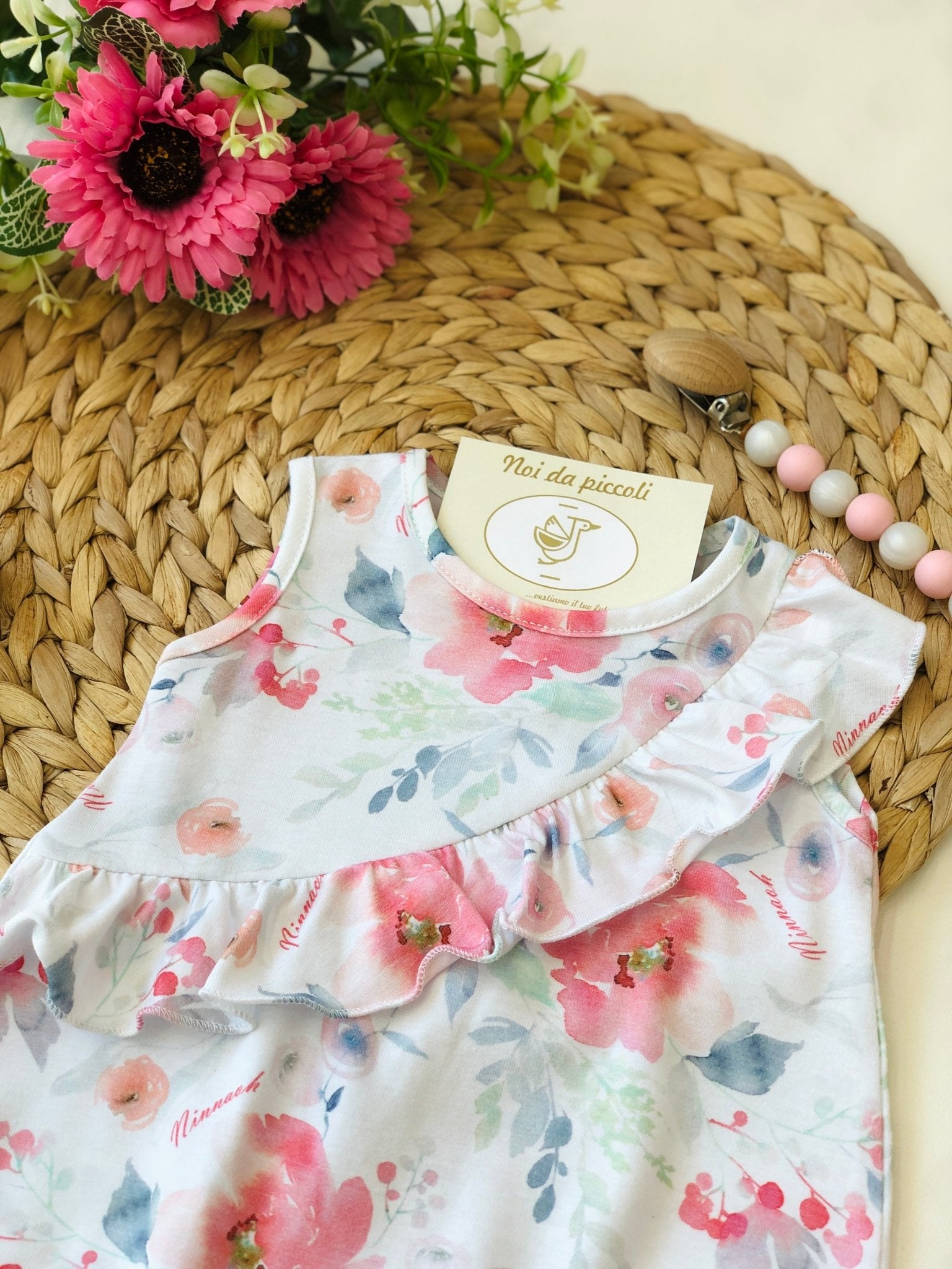 PAGLIACCETTO BIANCO COTONE CON FIORI - Noi da piccoli