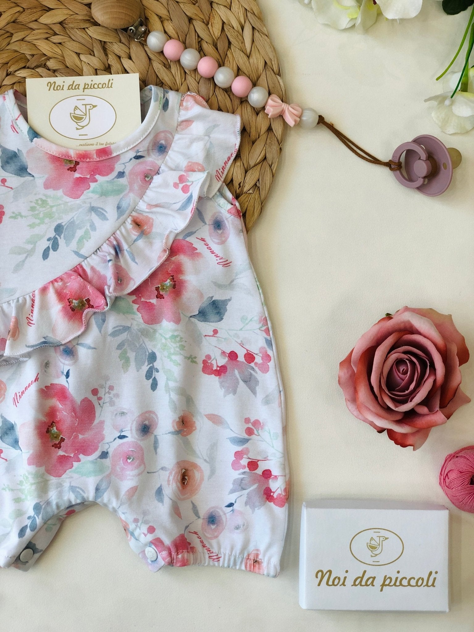 PAGLIACCETTO BIANCO COTONE CON FIORI - Noi da piccoli