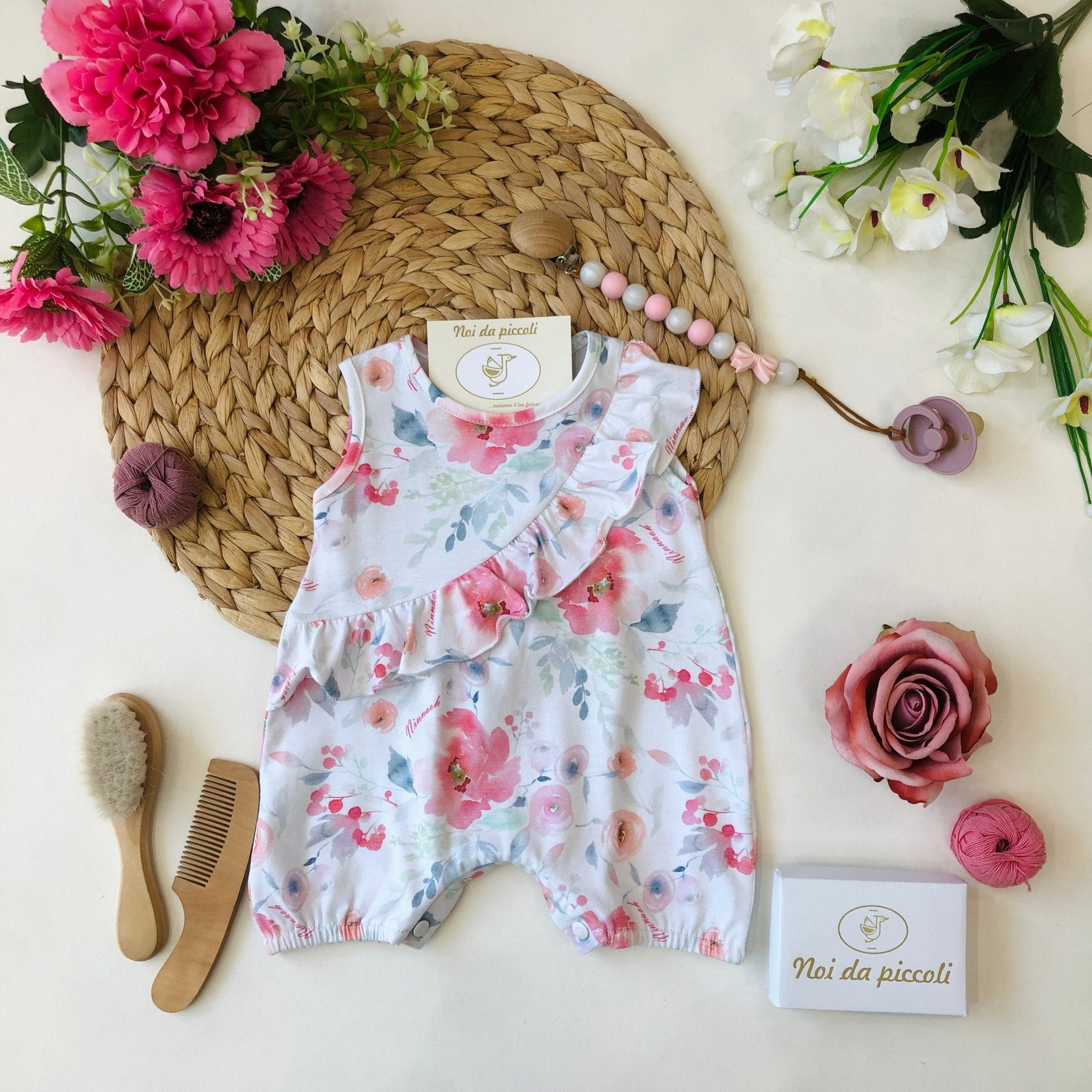 PAGLIACCETTO BIANCO COTONE CON FIORI - Noi da piccoli