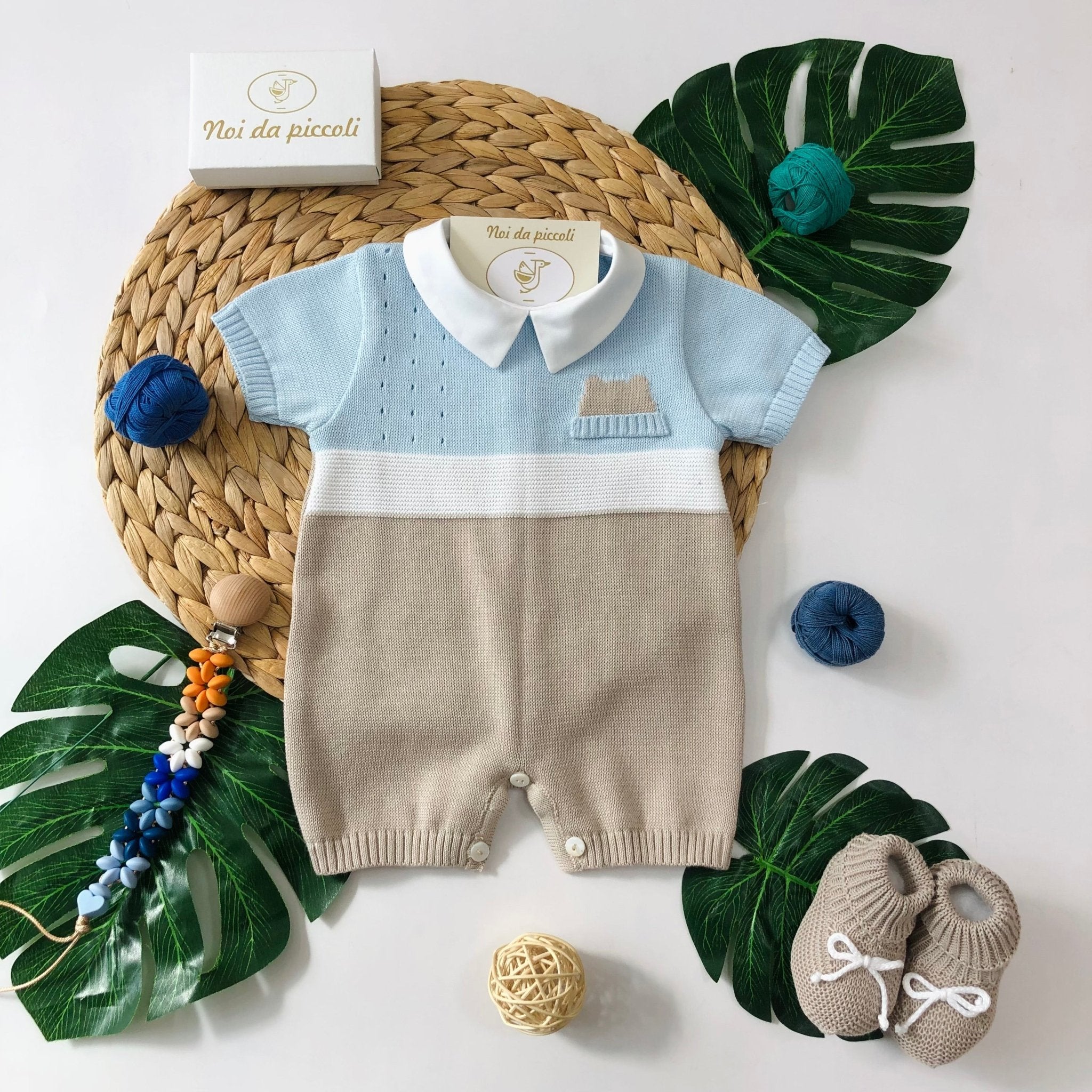 PAGLIACCETTO CON BABBUCCE CIELO BEIGE BIANCO - Noi da piccoli