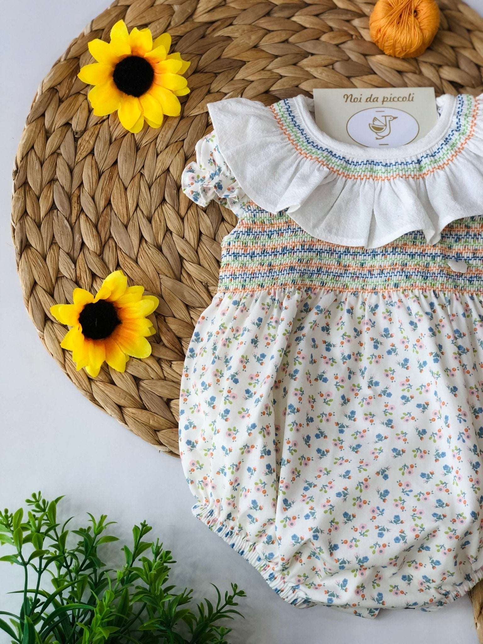 PAGLIACCETTO CON PUNTO SMOK FIORELLINI VERDI BLU E ARANCIO - Noi da piccoli