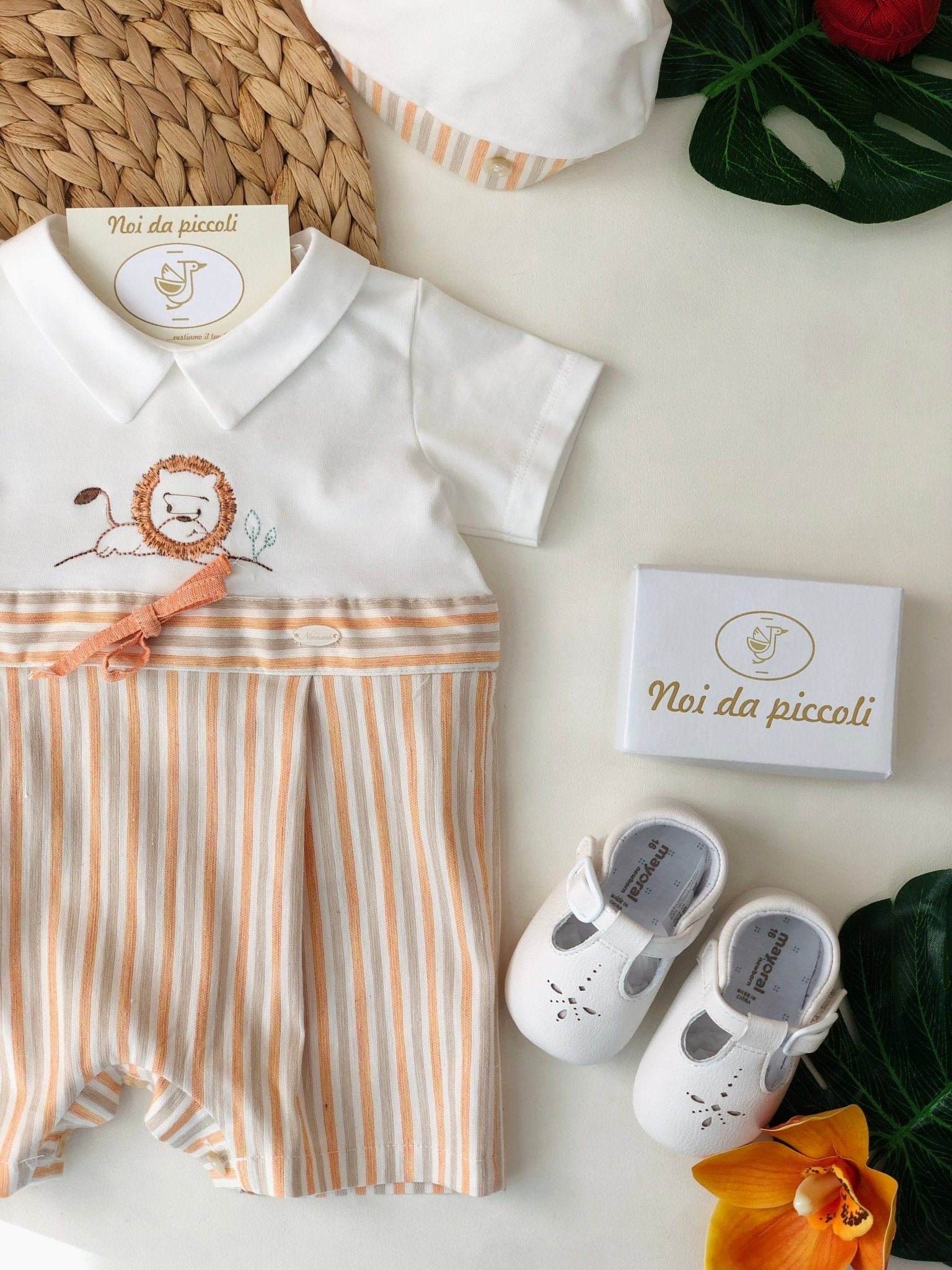 PAGLIACCETTO COTONE E LINO ARANCIO E BIANCO SIMBA - Noi da piccoli