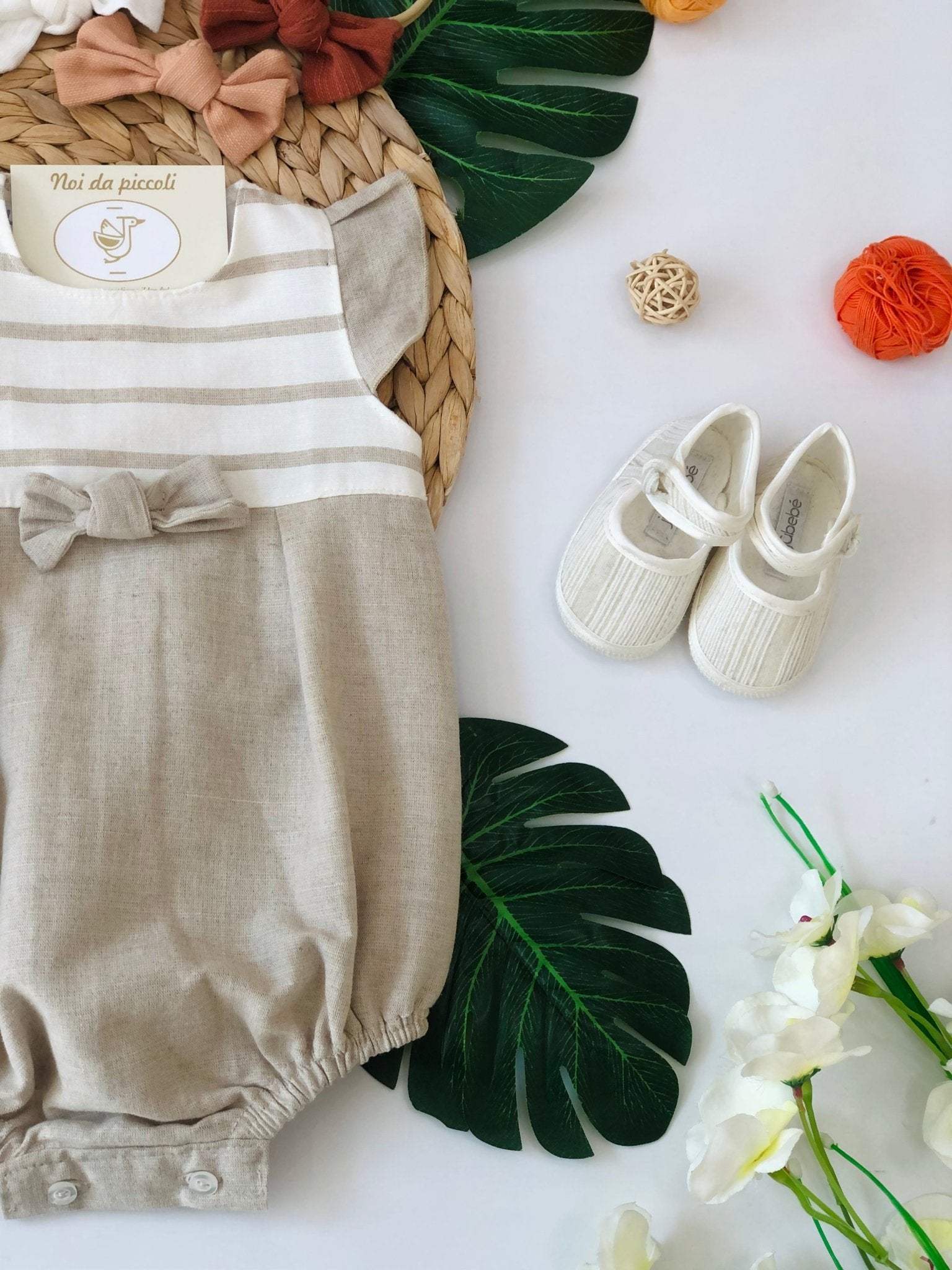 PAGLIACCETTO LINO E COTONE CORDA E SABBIA - Noi da piccoli