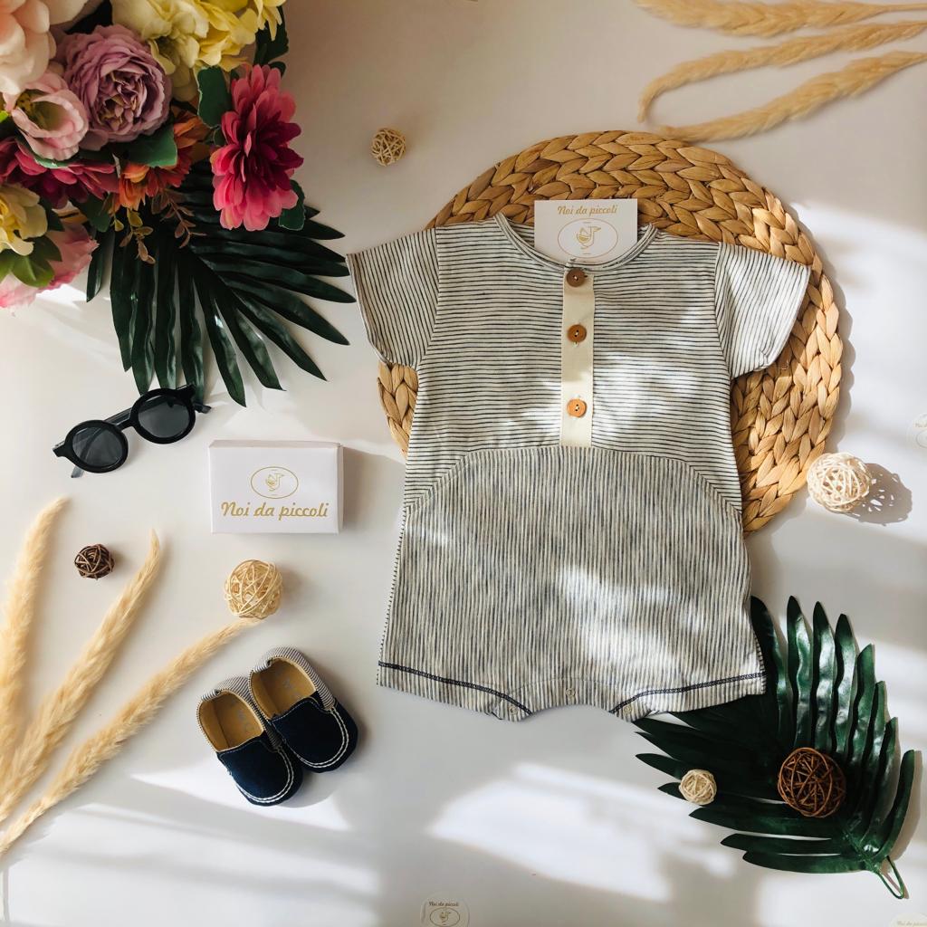 PAGLIACCETTO RIGHE IN COTONE BEIGE - Noi da piccoli