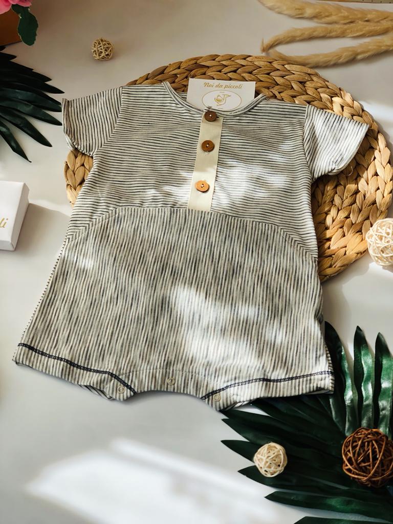 PAGLIACCETTO RIGHE IN COTONE BEIGE - Noi da piccoli