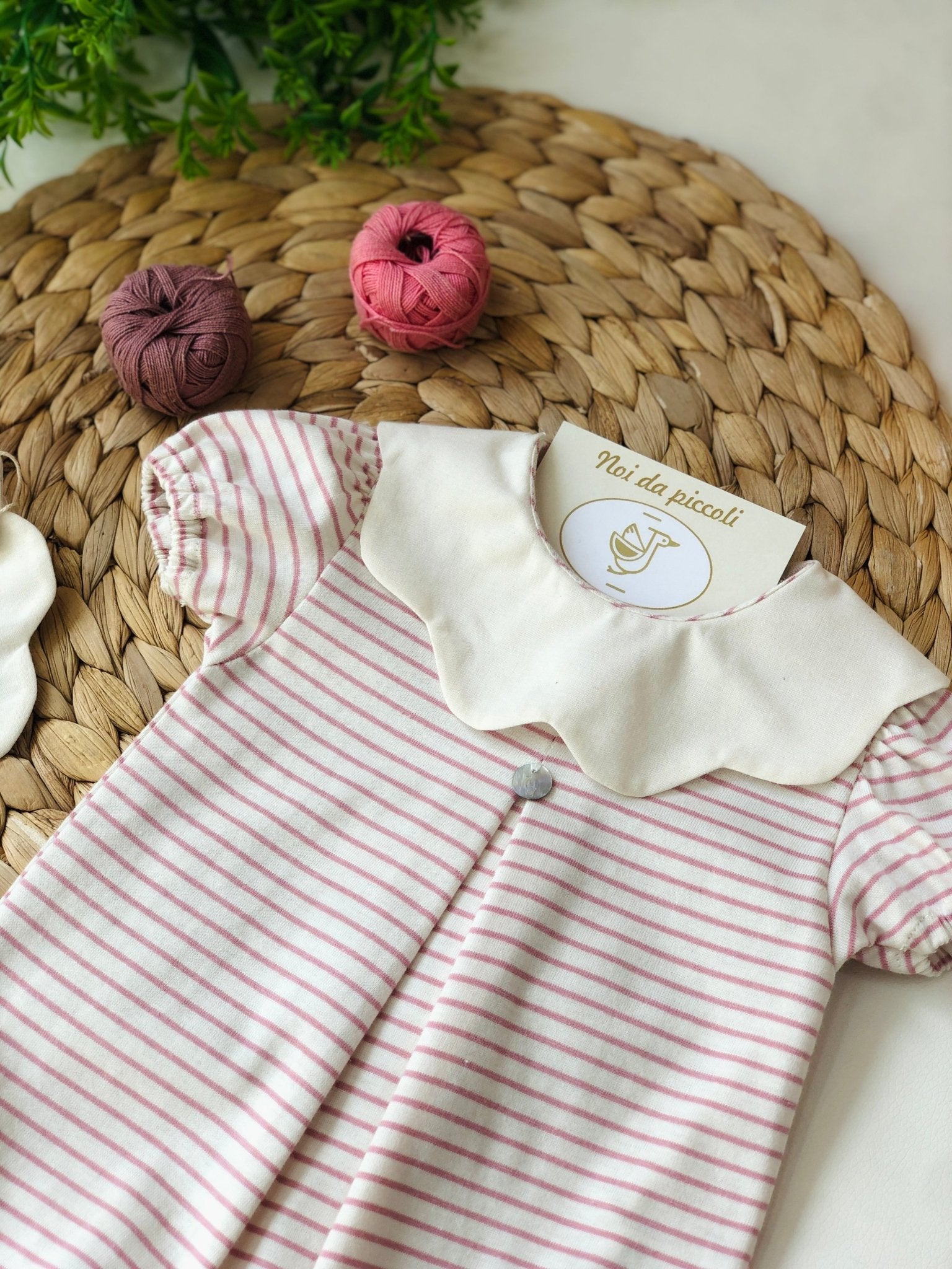 PAGLIACCETTO RIGHE ROSA NUVOLA COTONE - Noi da piccoli