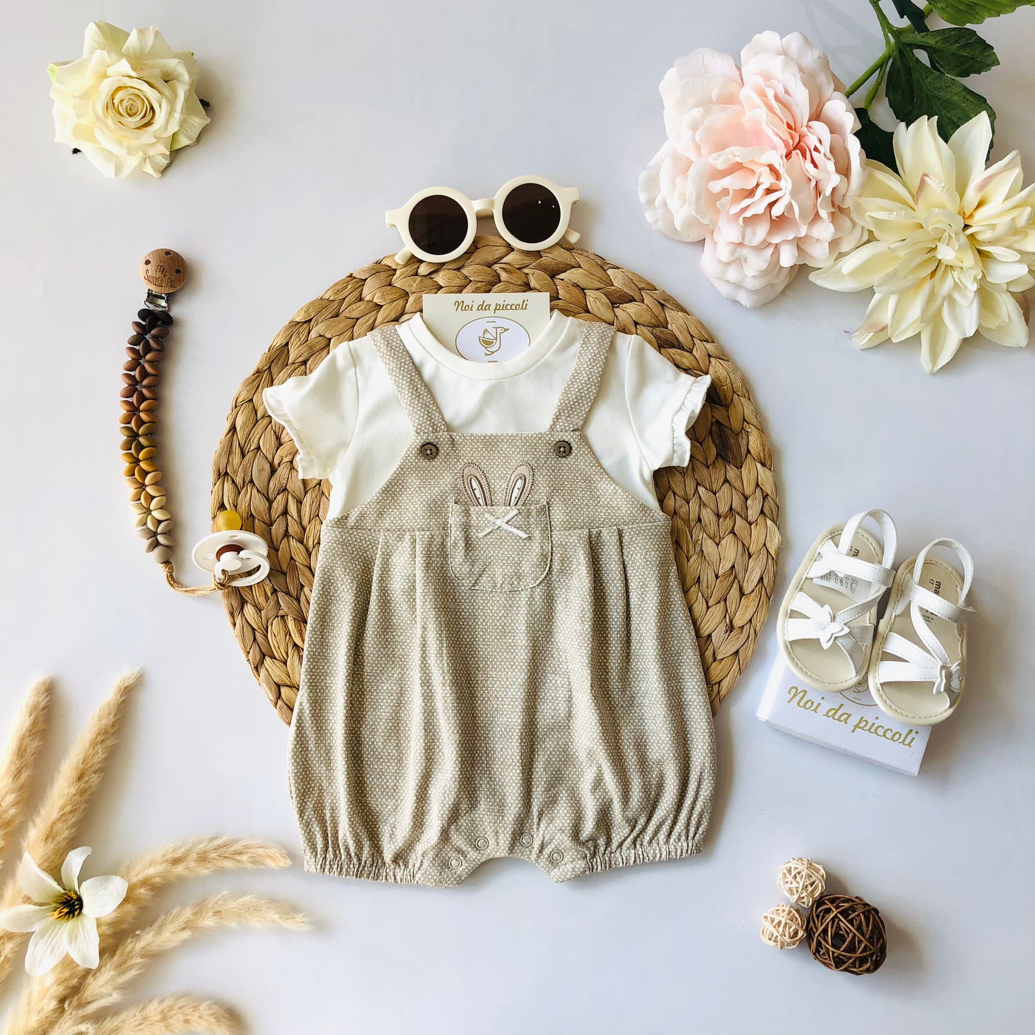 SALOPETTE BEIGE COTONE BUNNY - Noi da piccoli