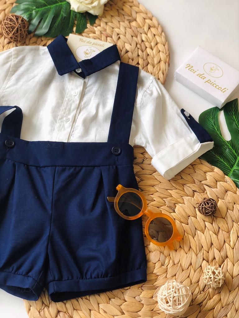 SALOPETTE CON CAMICINA BLU NOTTE - Noi da piccoli