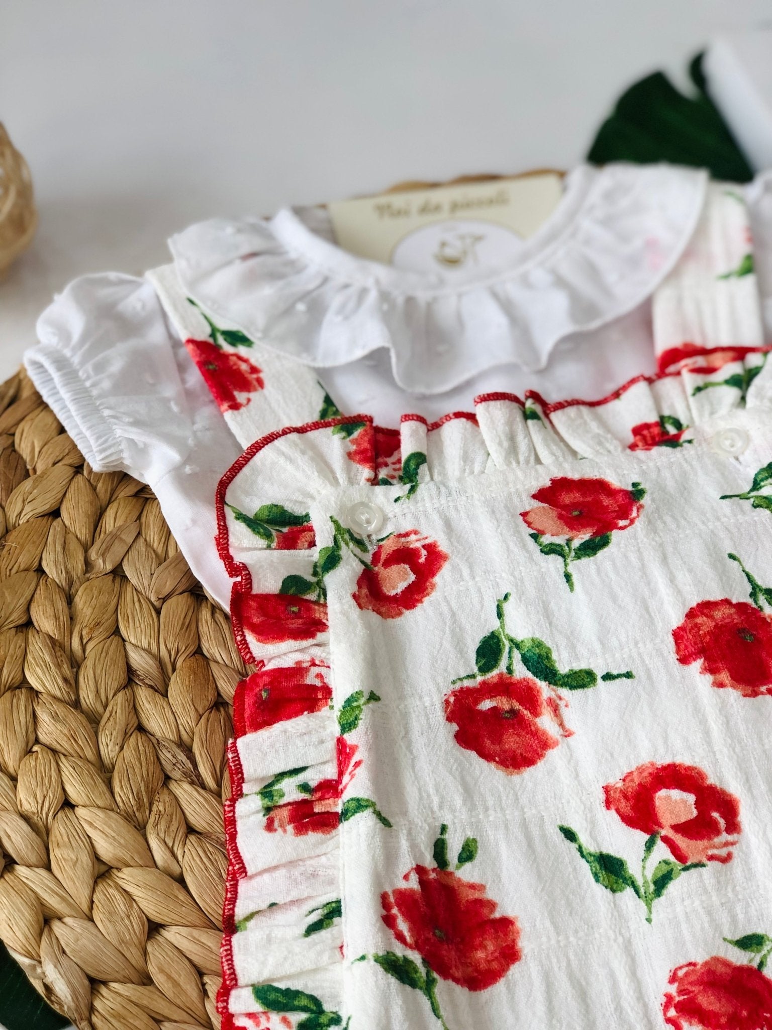 SALOPETTE CON MAGLIETTINA PAPAVERO COTONE - Noi da piccoli