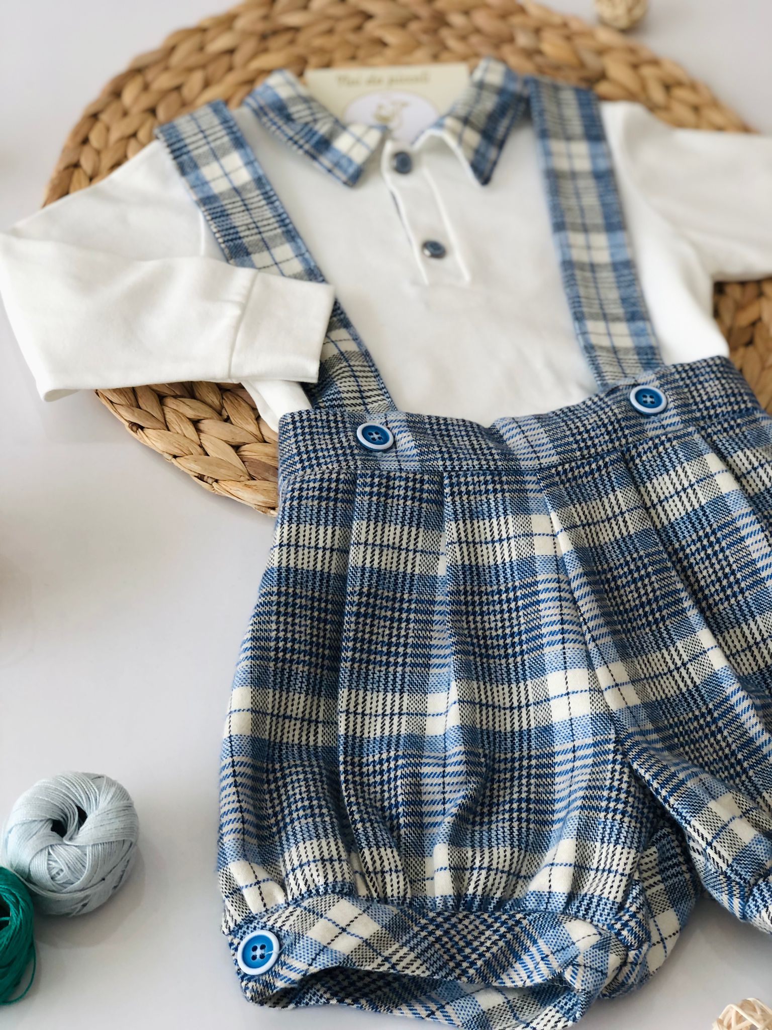 SALOPETTE +POLO QUADRI BLU - Noi da piccoli