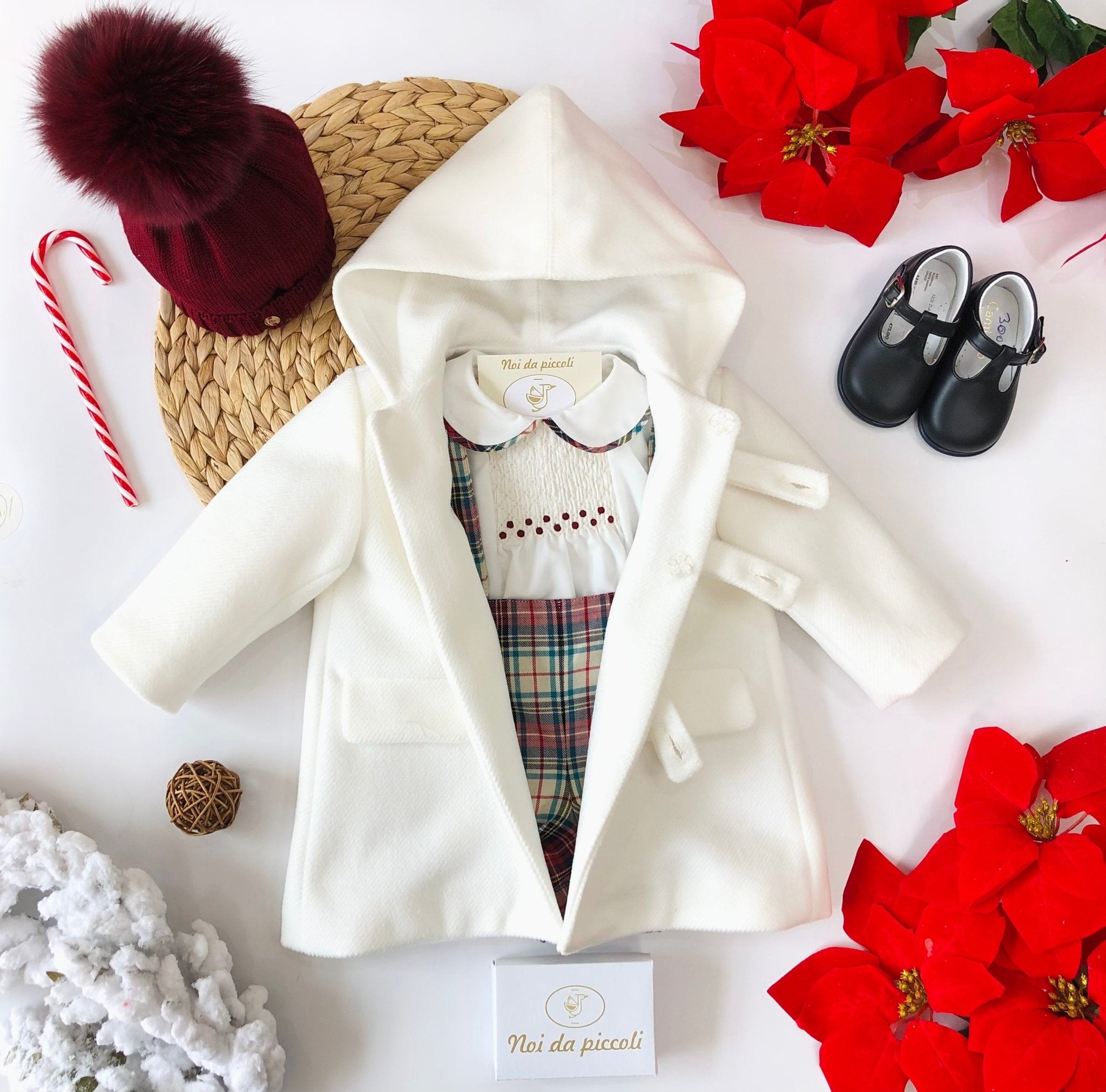 SALOPETTE TARTAN CON CAMICIA CON PUNTO SMOCK - Noi da piccoli