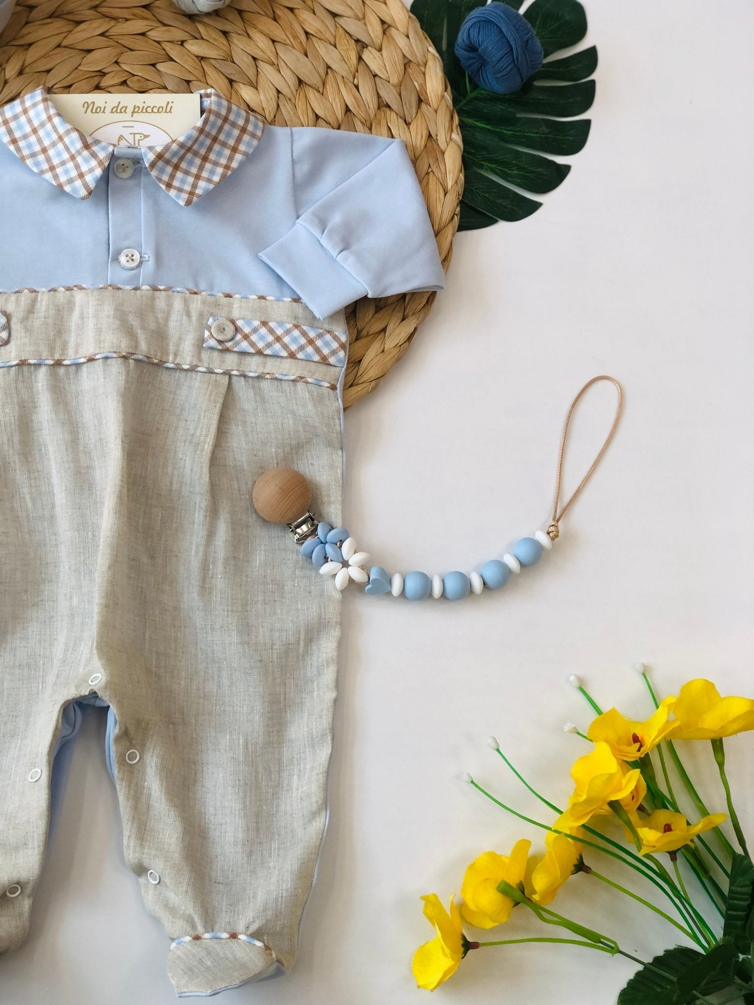 TUTINA COTONE E LINO CIELO E BEIGE - Noi da piccoli