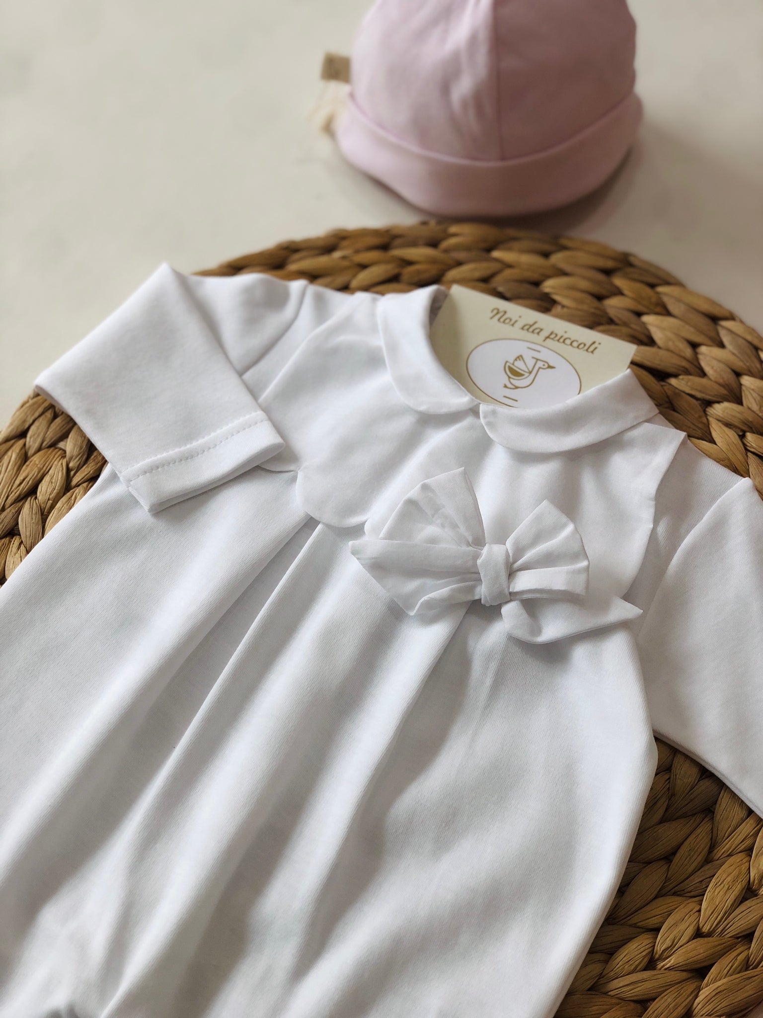 TUTINA IN COTONE BIANCA CON FIOCCO - Noi da piccoli