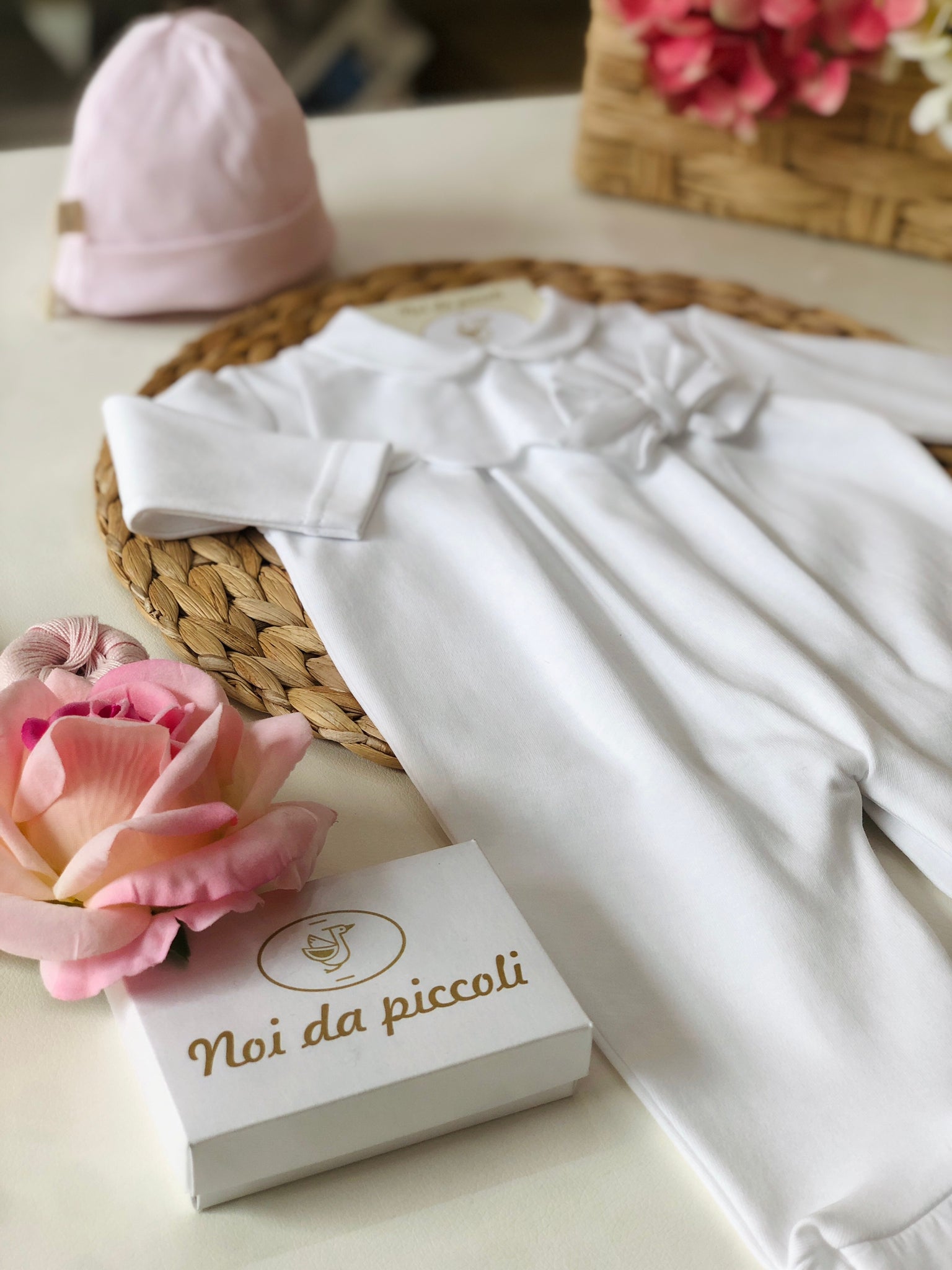 TUTINA IN COTONE BIANCA CON FIOCCO - Noi da piccoli