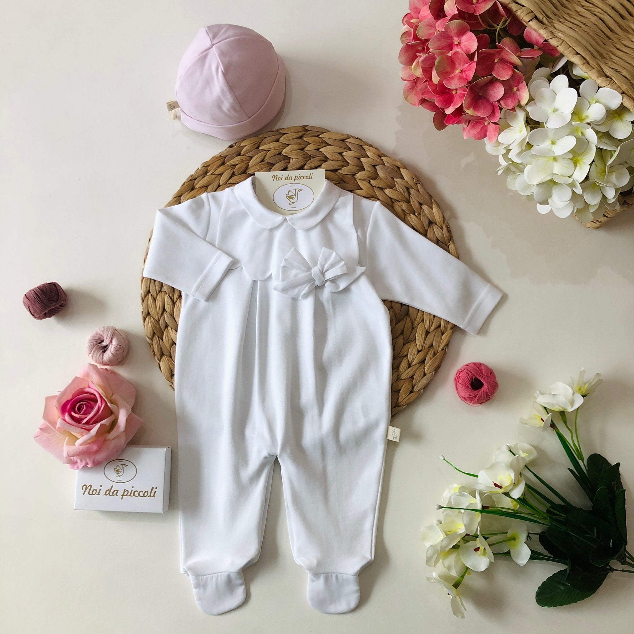 TUTINA IN COTONE BIANCA CON FIOCCO - Noi da piccoli