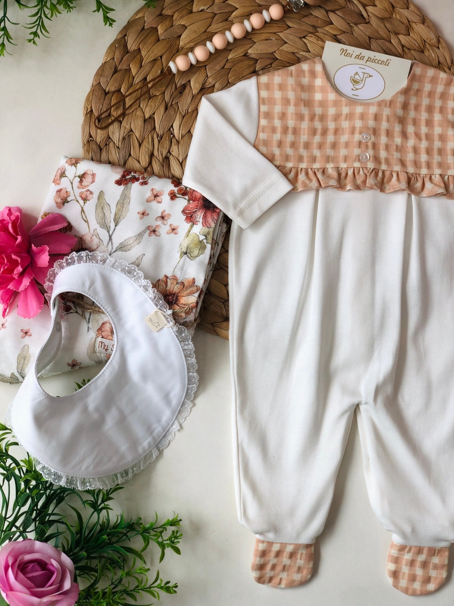 TUTINA IN COTONE CON QUADRETTI IVORY - Noi da piccoli