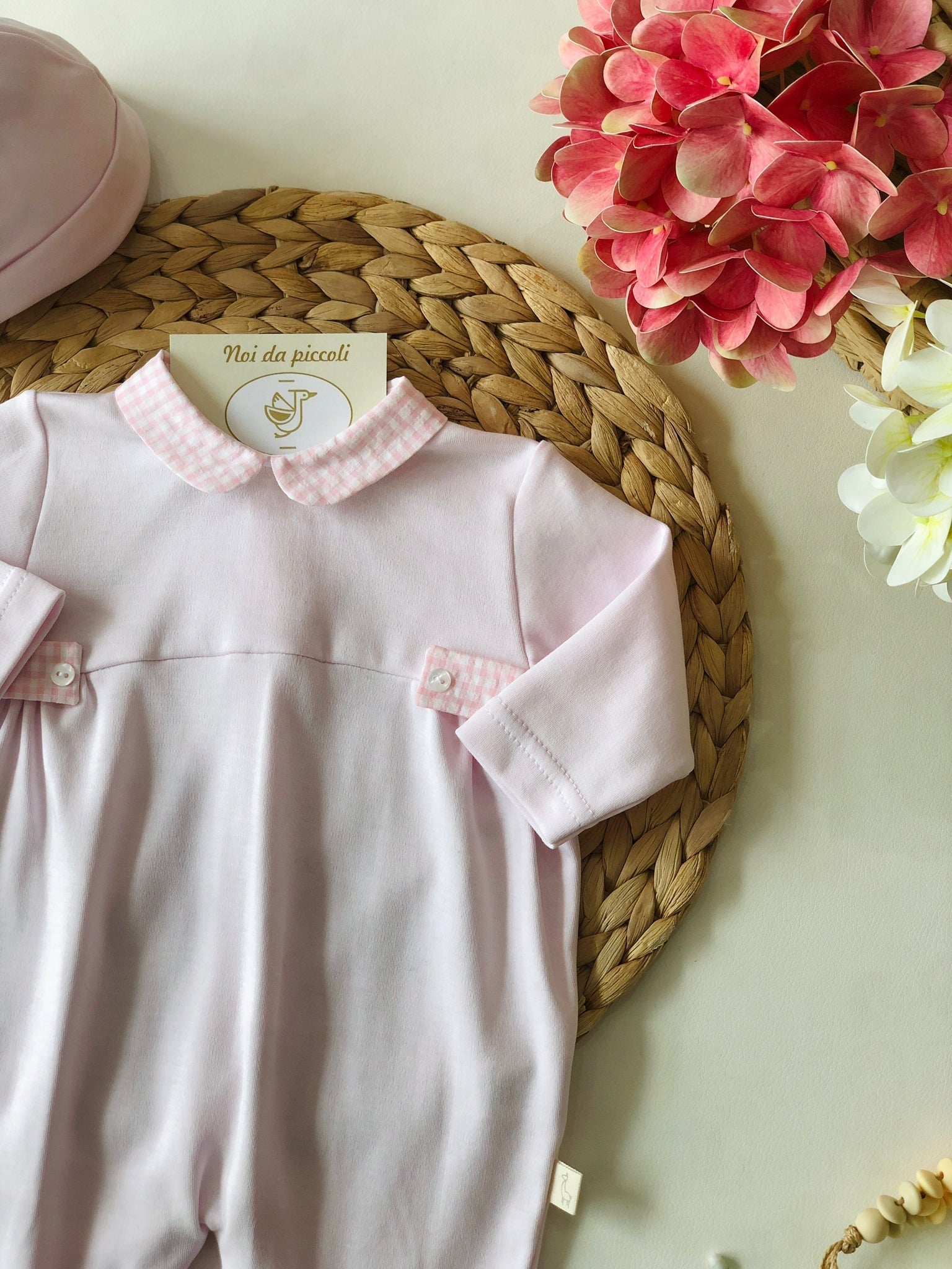 TUTINA IN COTONE ROSA QUADRETTI BOTTONCINI LATERALI - Noi da piccoli