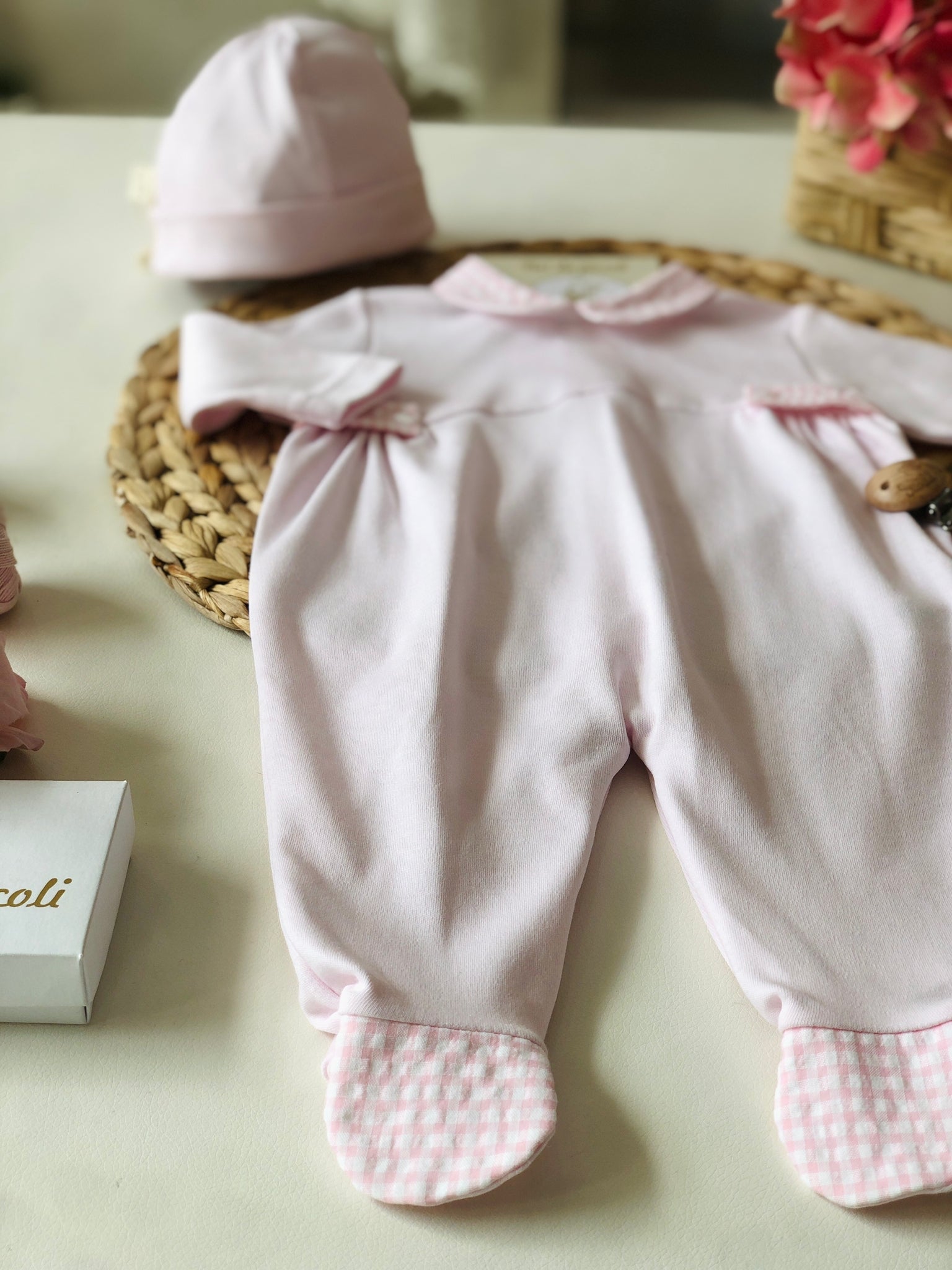 TUTINA IN COTONE ROSA QUADRETTI BOTTONCINI LATERALI - Noi da piccoli