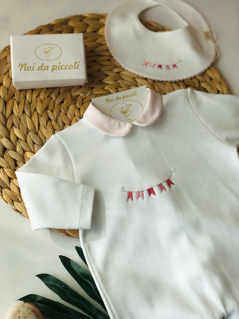 TUTINA PARTY IN COTONE BIANCO/ROSA - Noi da piccoli