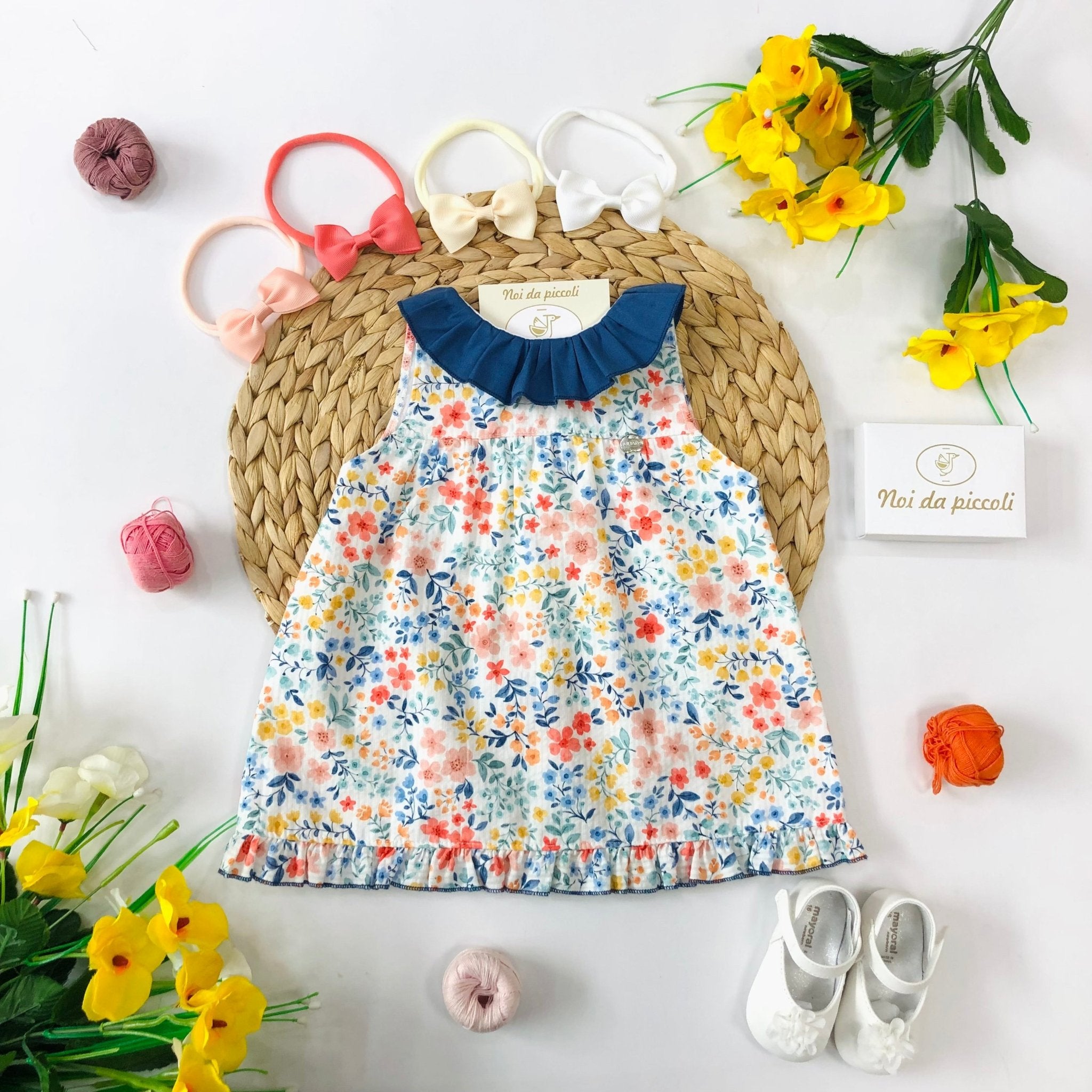 VESTINA 100% COTONE FIORELLINI VARI COLORI - Noi da piccoli