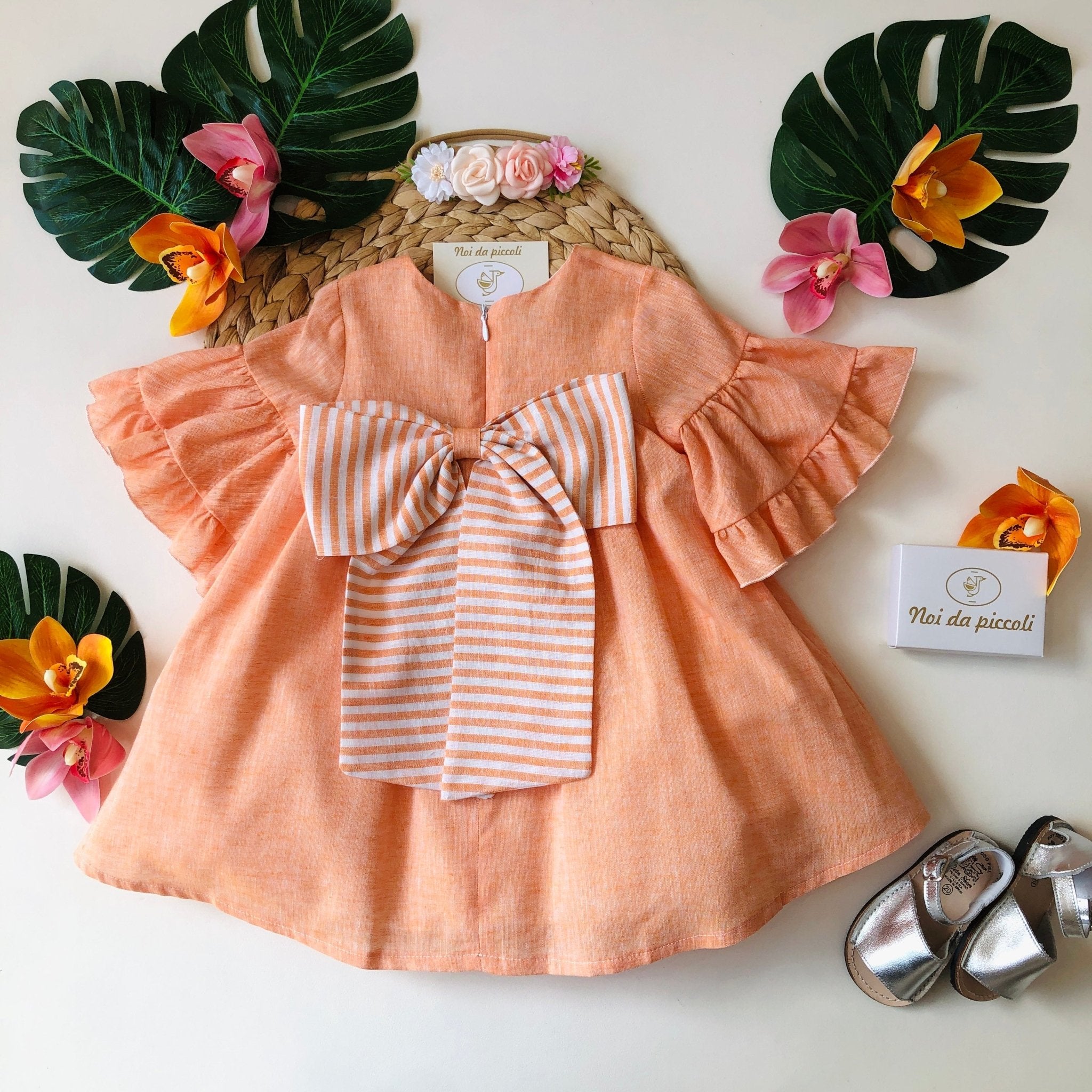 VESTINA ARANCIONE IN LINO 100% - Noi da piccoli