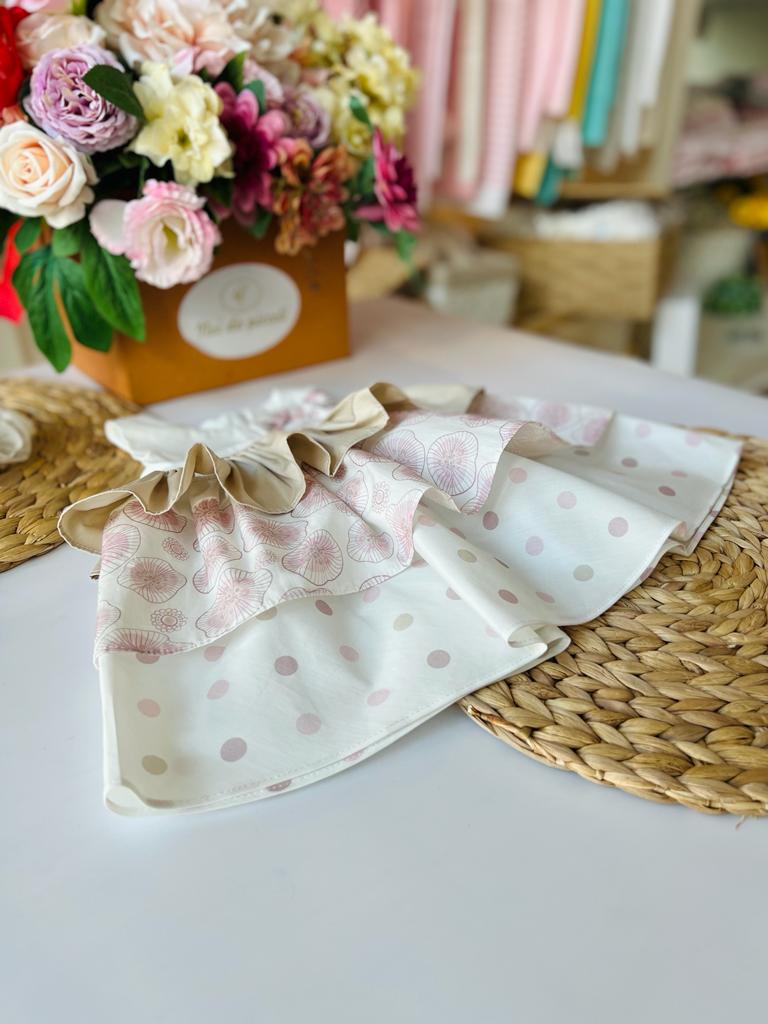 VESTINA BEIGE E ROSA + FASCIA - Noi da piccoli