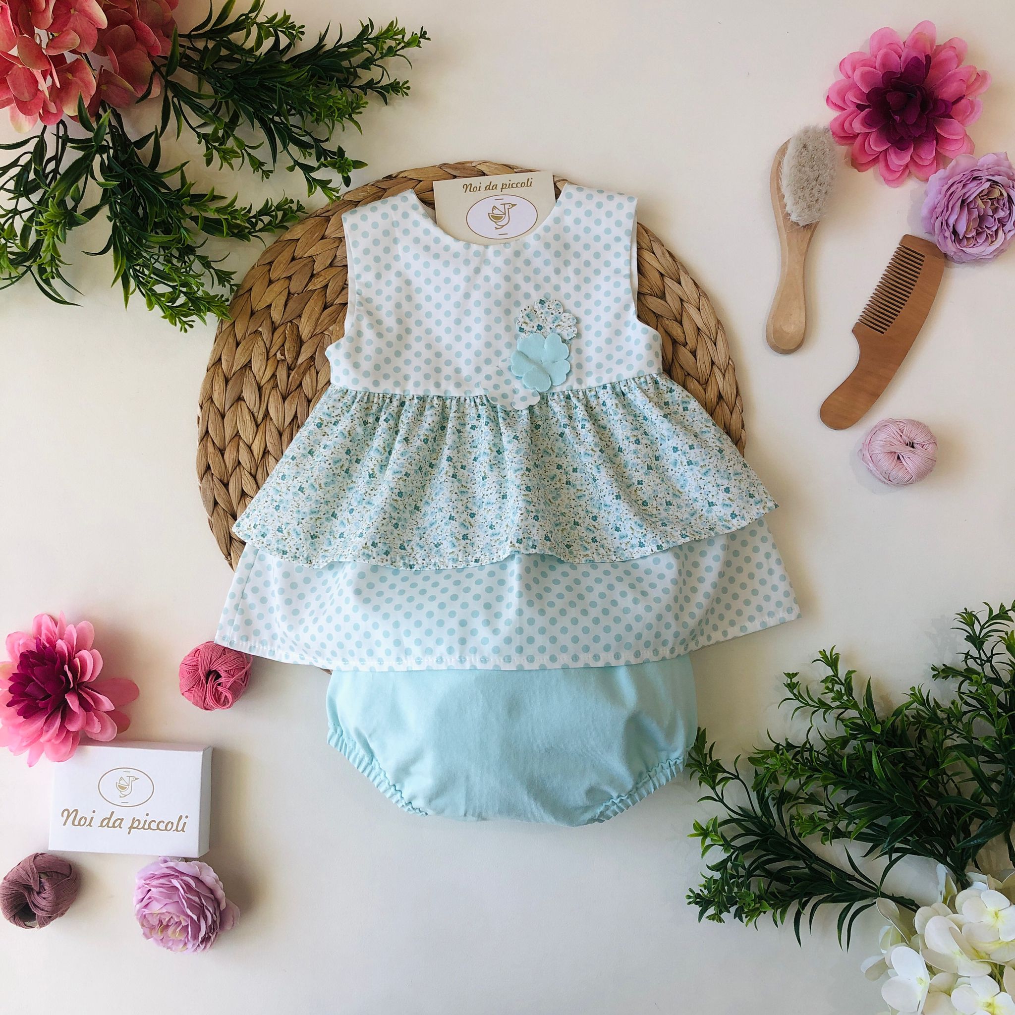 VESTINA CON CULOTTINA FIORI TIFFANY E POIS - Noi da piccoli