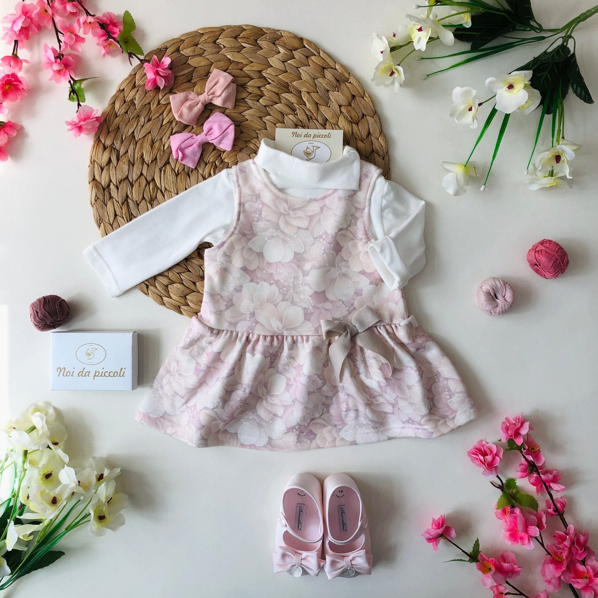 VESTINA CON DOLCEVITA FLOREALE ROSA - Noi da piccoli