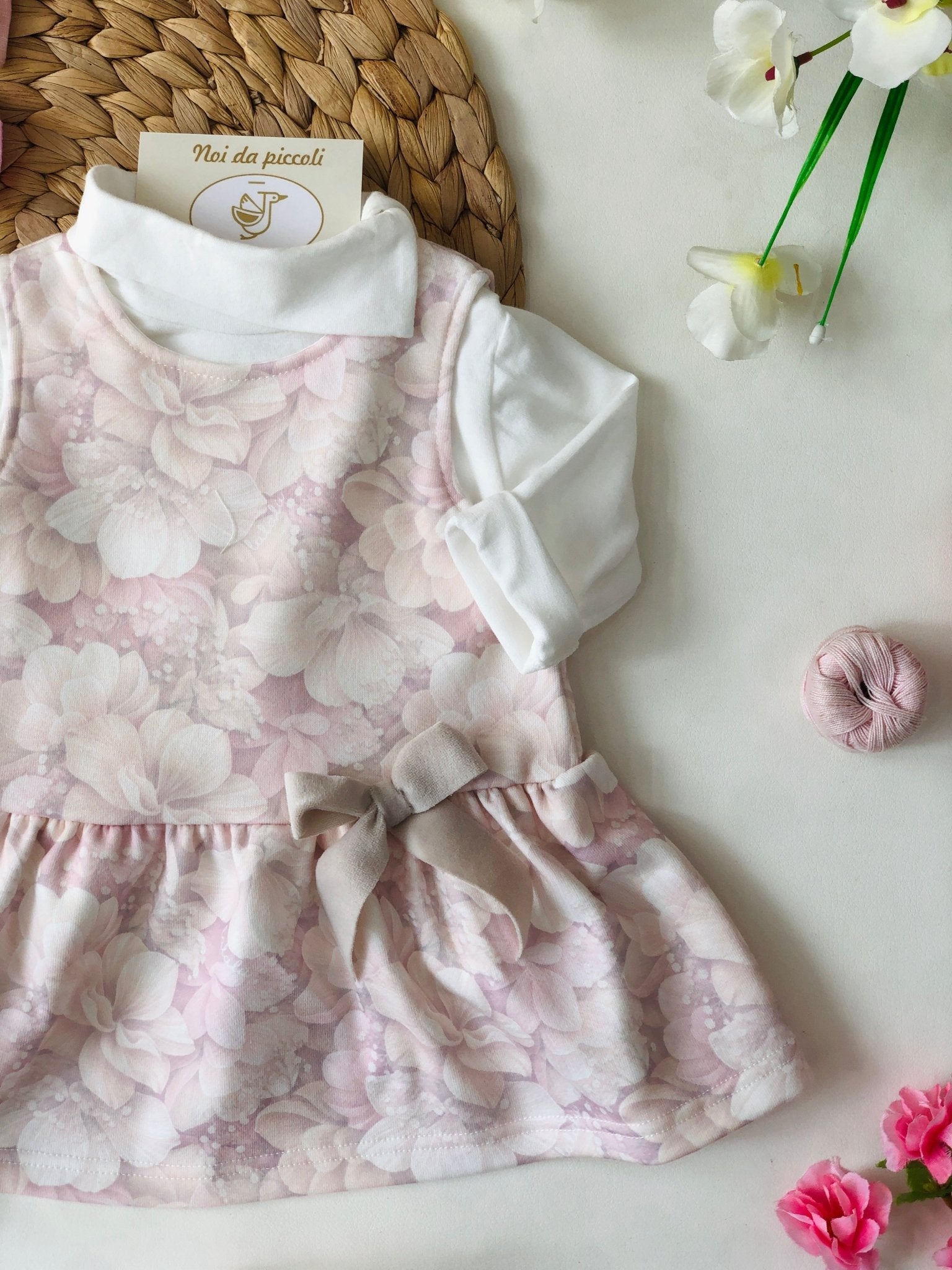 VESTINA CON DOLCEVITA FLOREALE ROSA - Noi da piccoli