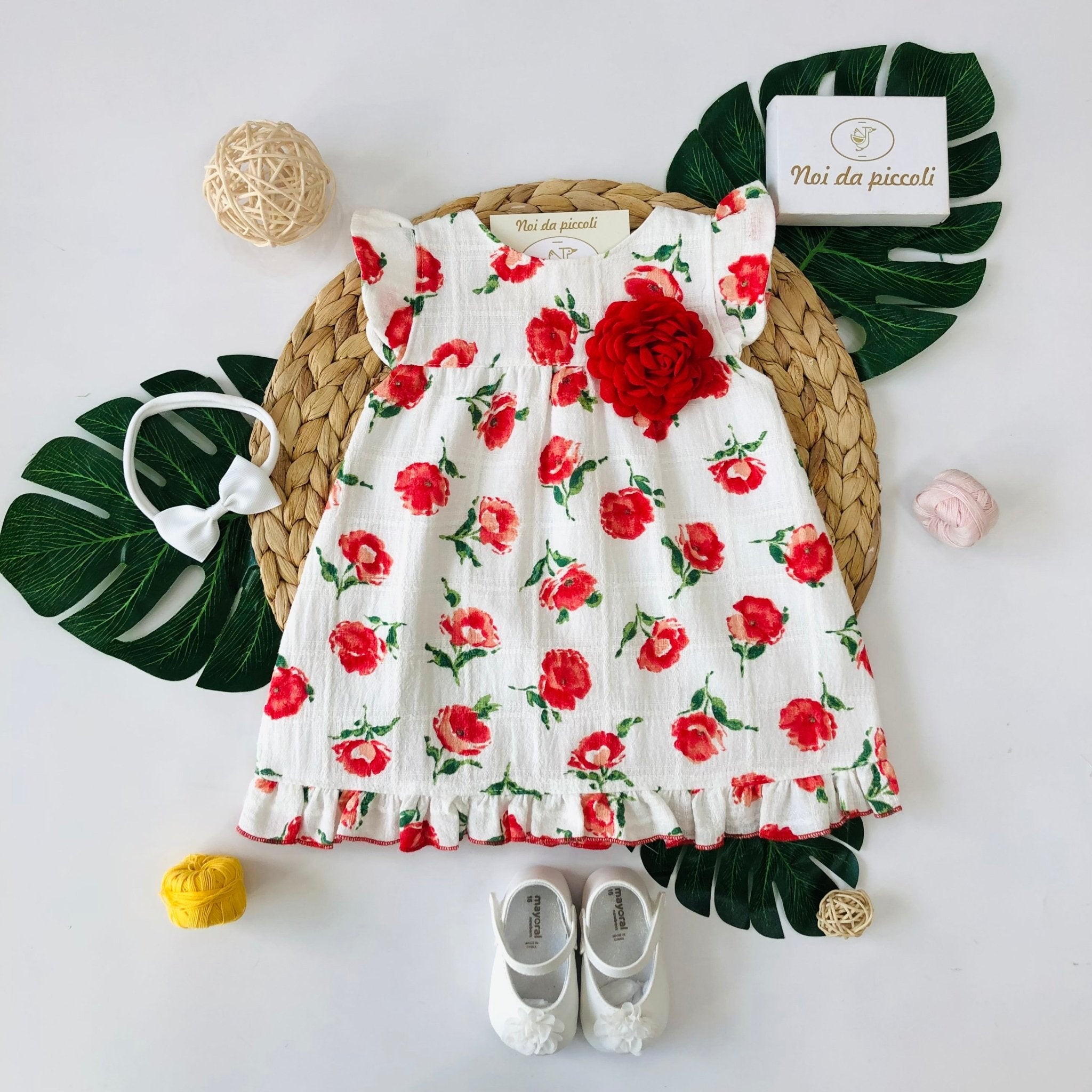 VESTINA CON MANICA PAPAVERO 100% COTONE MUSSOLA - Noi da piccoli