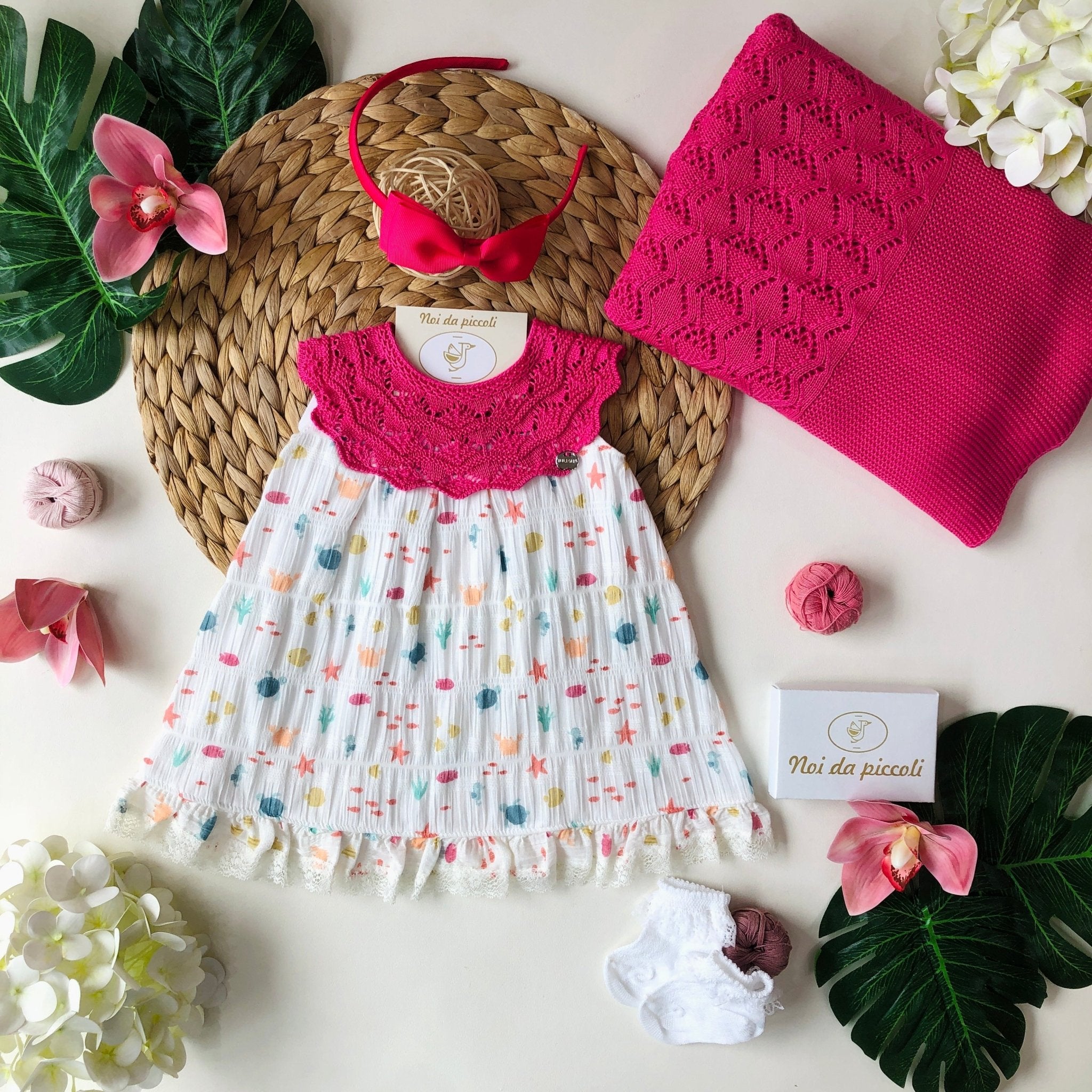 VESTINA COTONE E FILATO FUXIA SEA - Noi da piccoli