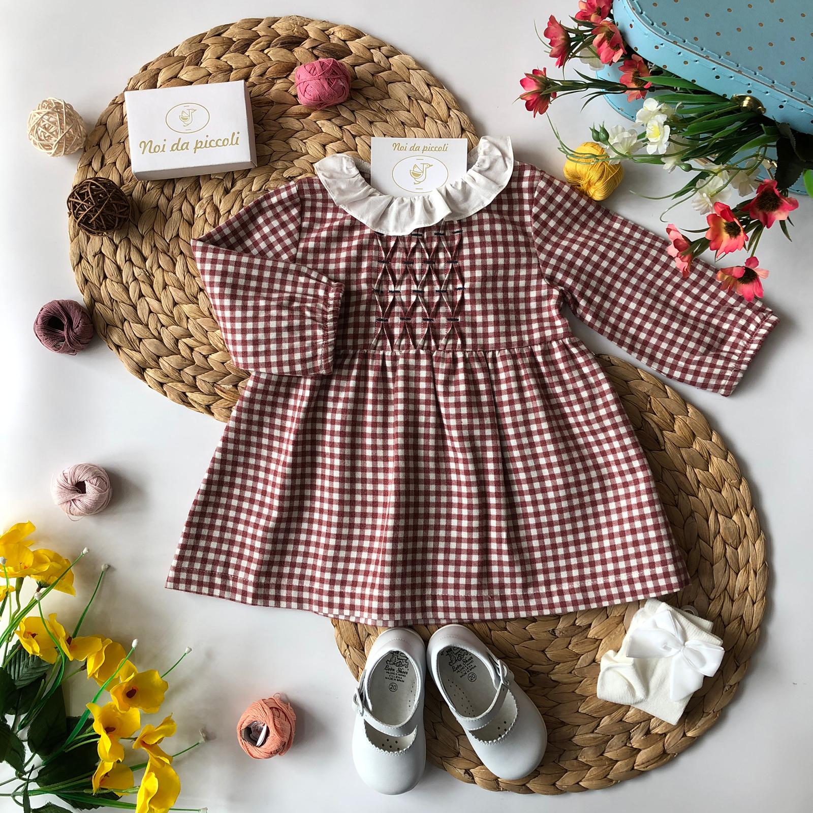 VESTINA QUADRETTI ROSSI E BIANCHI - Noi da piccoli