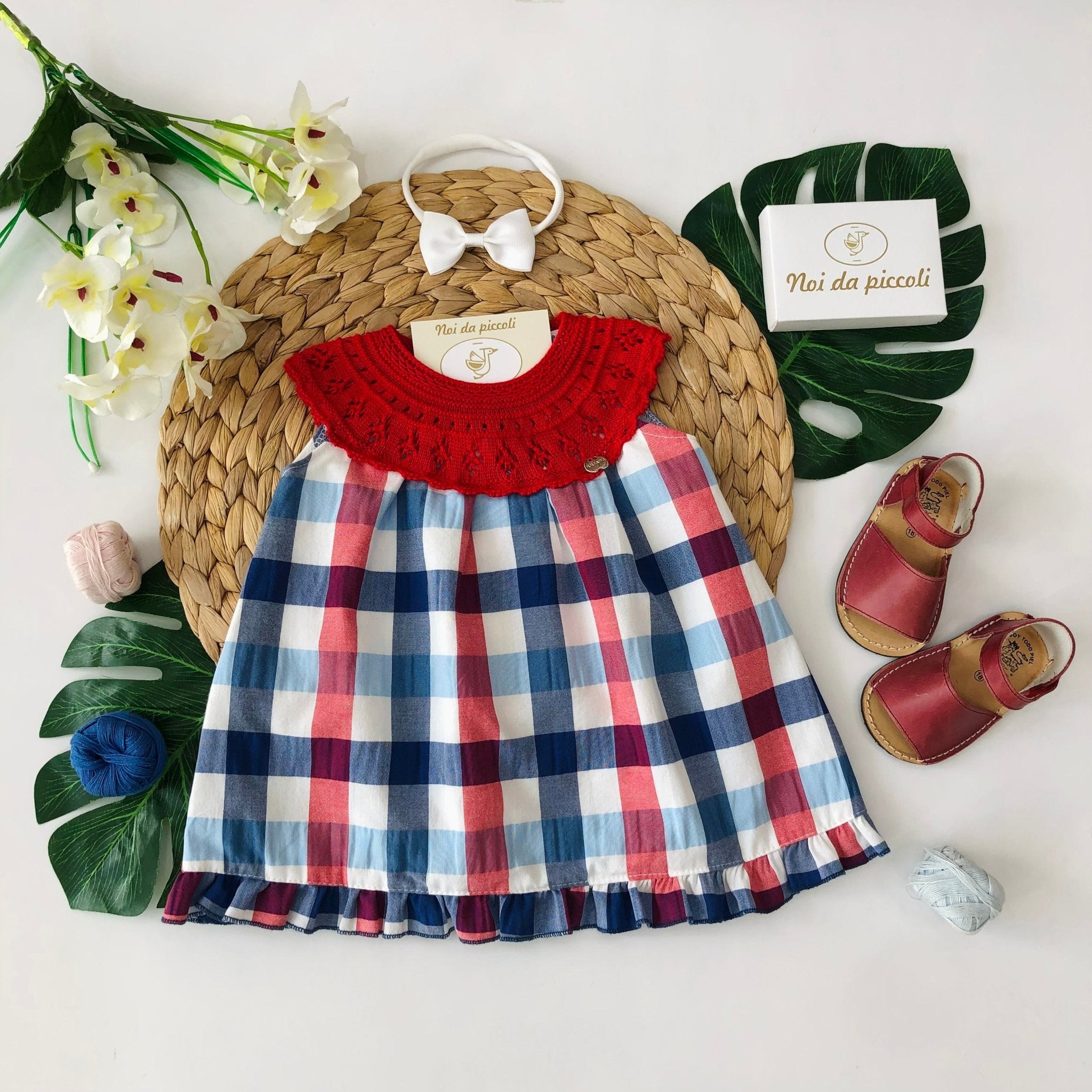 VESTINA QUADRI RED AND BLU - Noi da piccoli