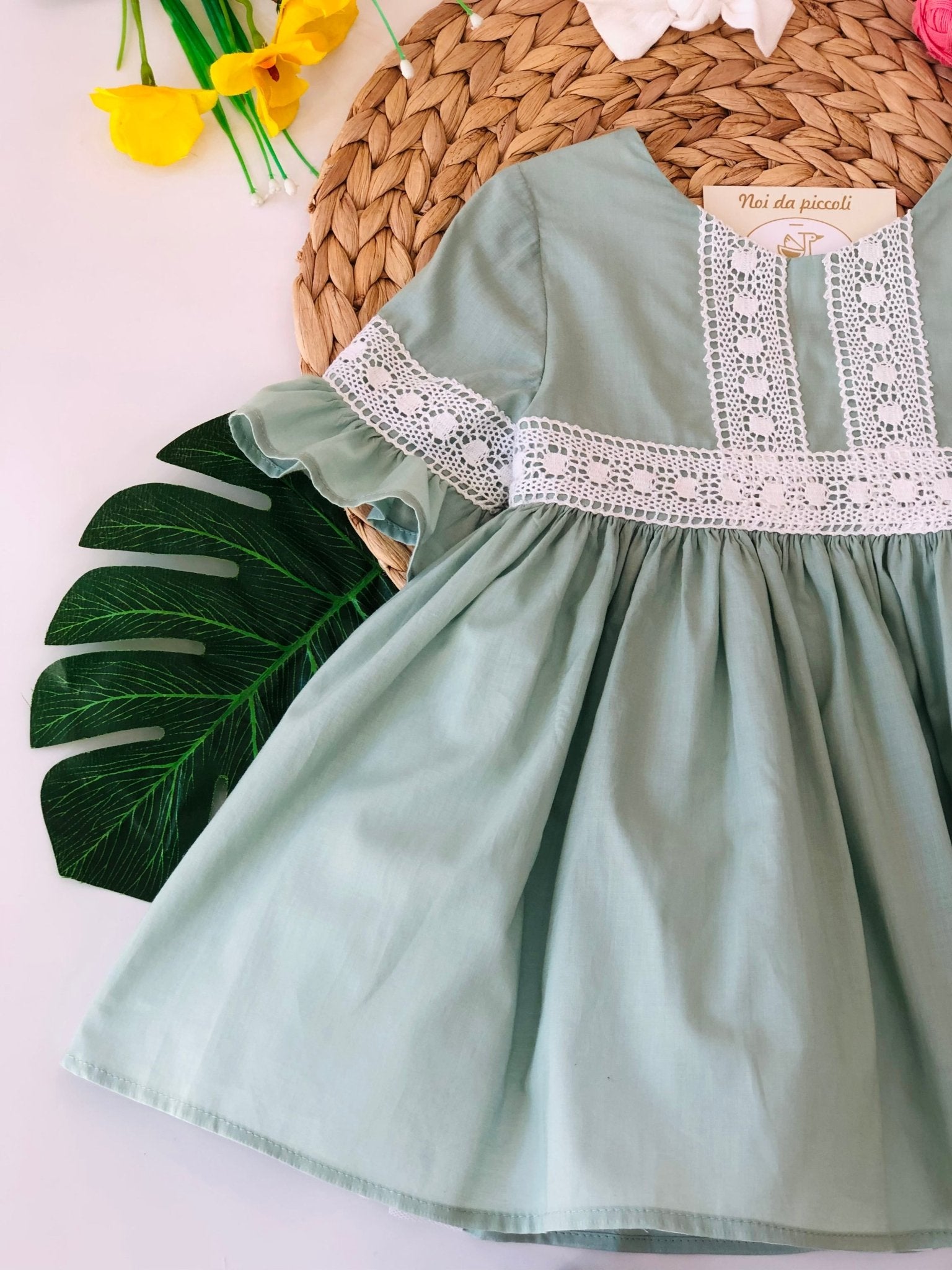 VESTINA VERDE SALVIA COTONE ROCHE - Noi da piccoli