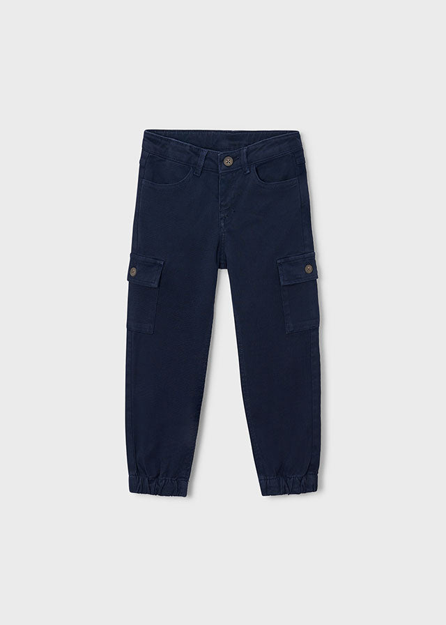 PANTALONE IN COTONE CALDO BLU