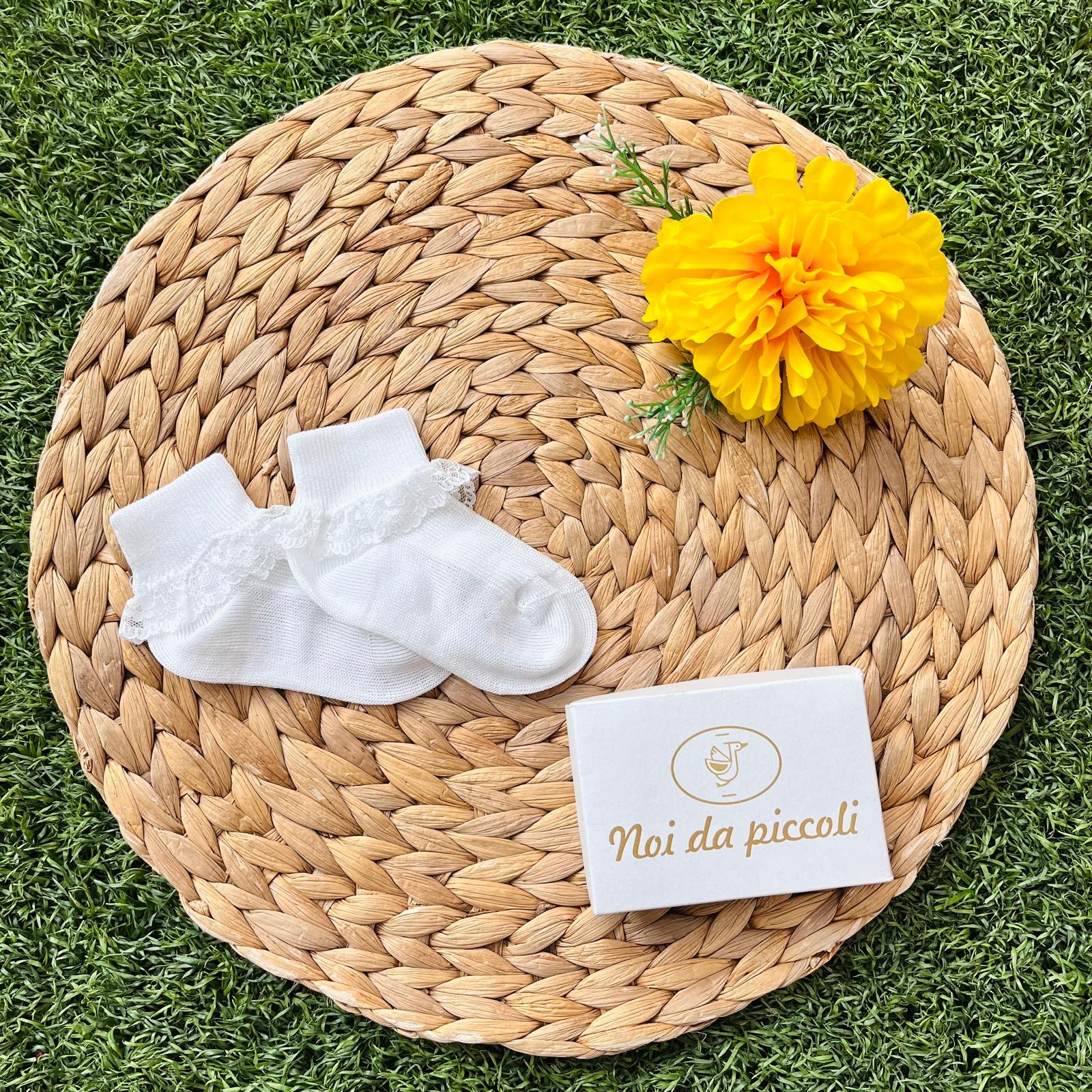 SHORT SOCK WITH ROUGE 100% COTTON White