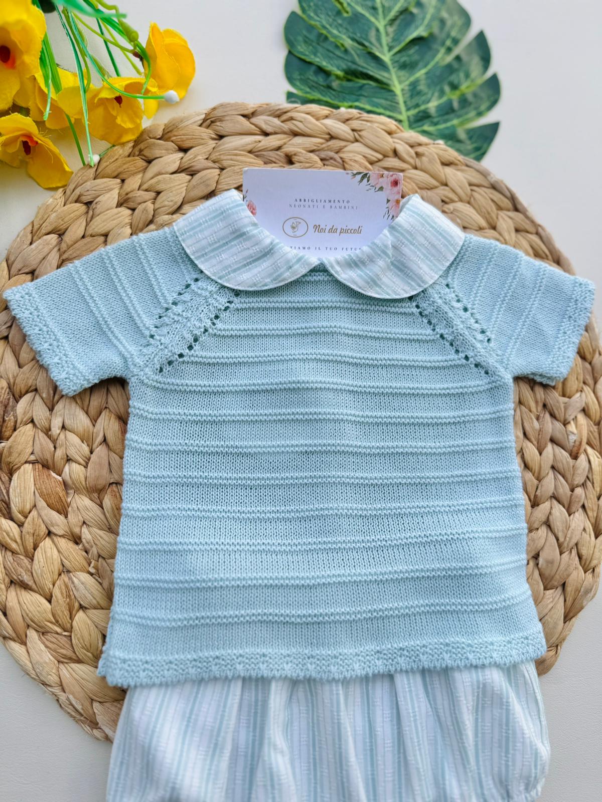 COMPLETO  2 PZ IN COTONE A RIGHE  VERDE