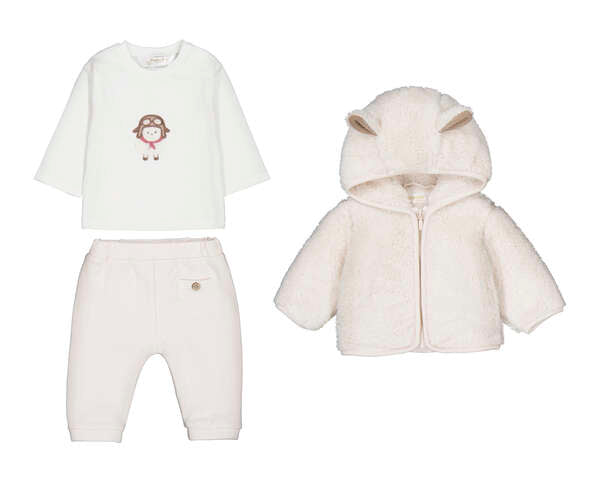 COMPLETO 3PZ COTONE CALDO PANNA