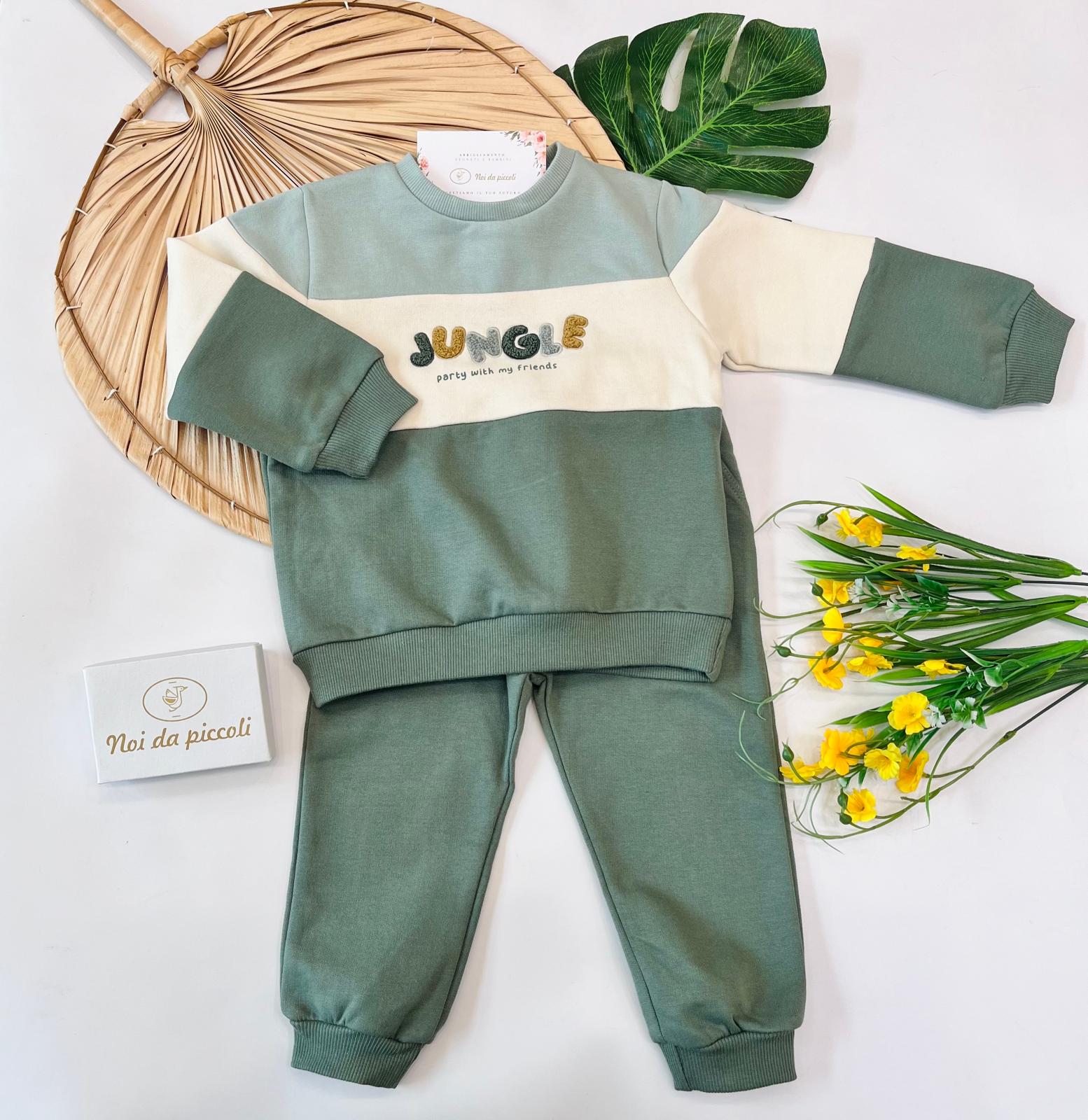 COMPLETO IN COTONE CALDO VERDE