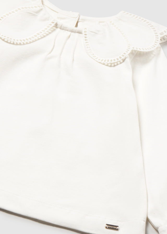 MAGLIA IN COTONE CALDO CRUDO CON COLLETTO ARROTONDATO