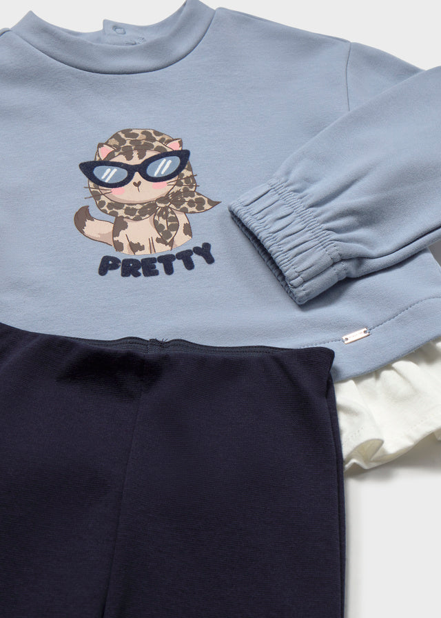 COMPLETO IN COTONE CALDO MARINO CON GATTINA GLAM