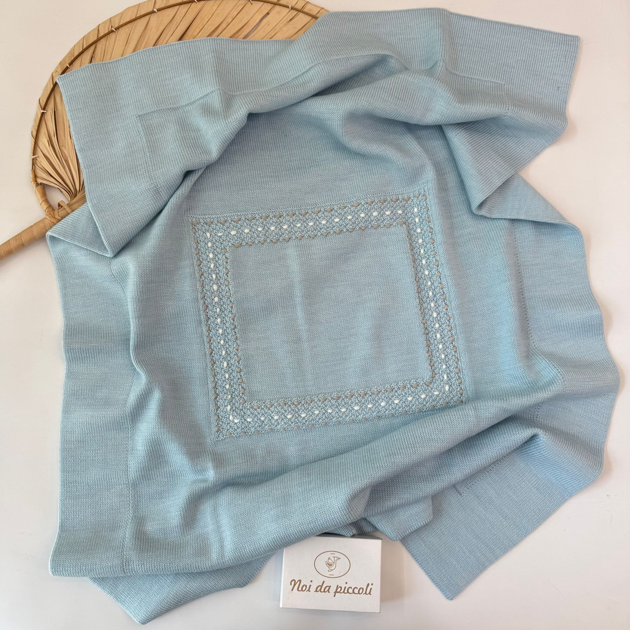 COPERTINA 100% PURA LANA MERINO EXTRAFINE CIELO