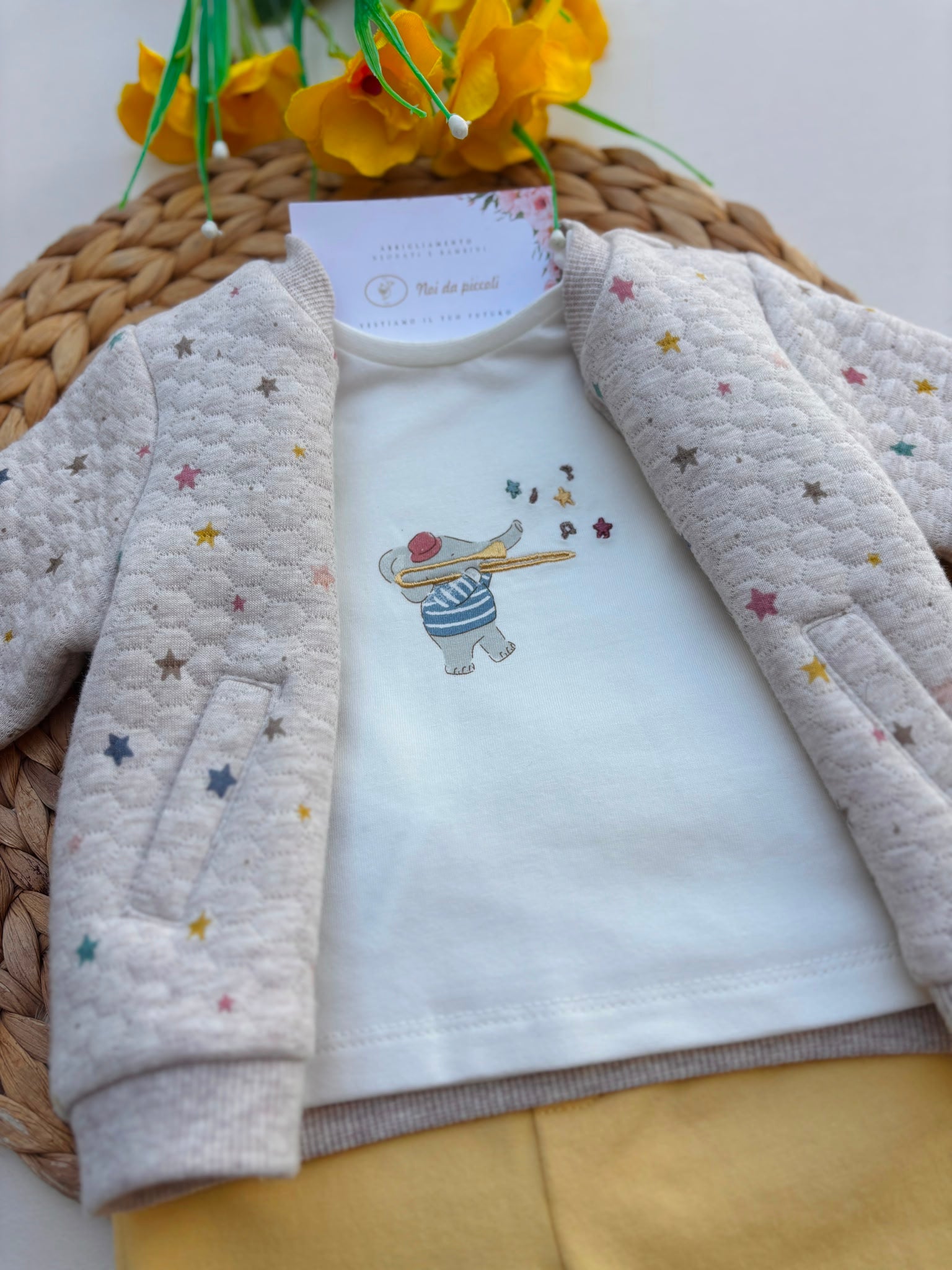 COMPLETO COTONE CALDO GIALLO BEIGE ELEFANTINO