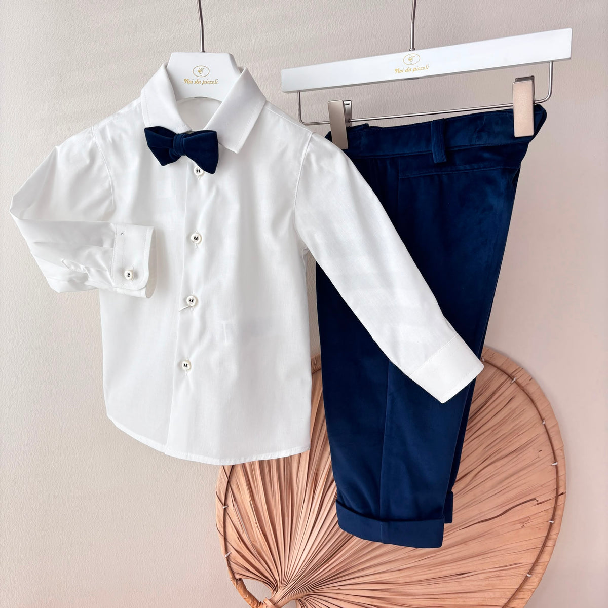 COMPLETO 3 PZ IN VELLUTO ELEGANTE BLU