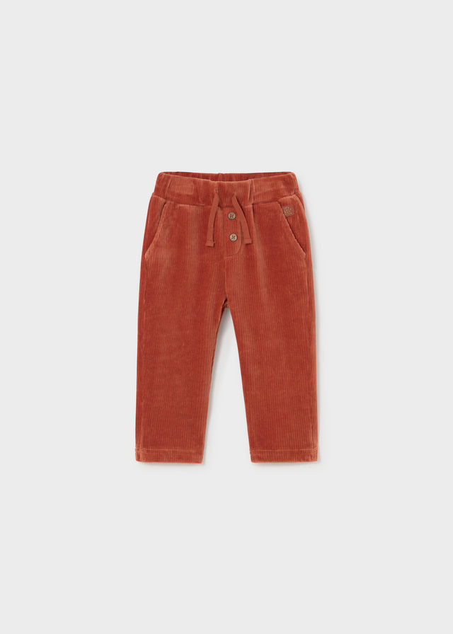 PANTALONE A COSTINE IN VELLUTO RUGGINE
