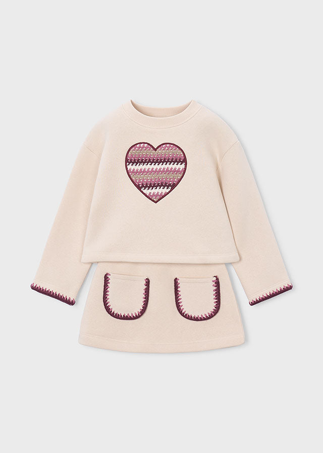 COMPLETO PANNA CON CUORE IN COTONE CALDO