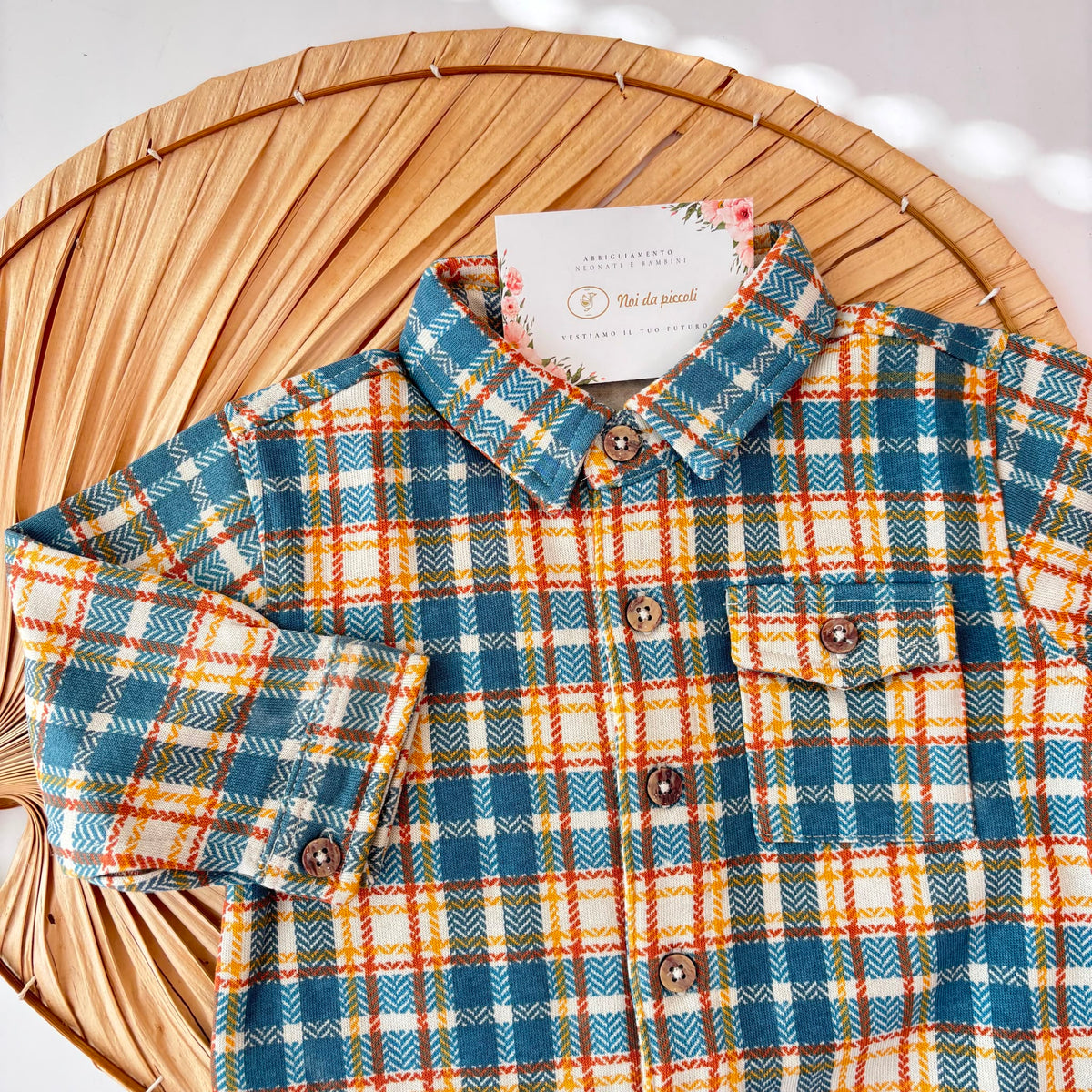CAMICIA IN COTONE CALDO CELESTE