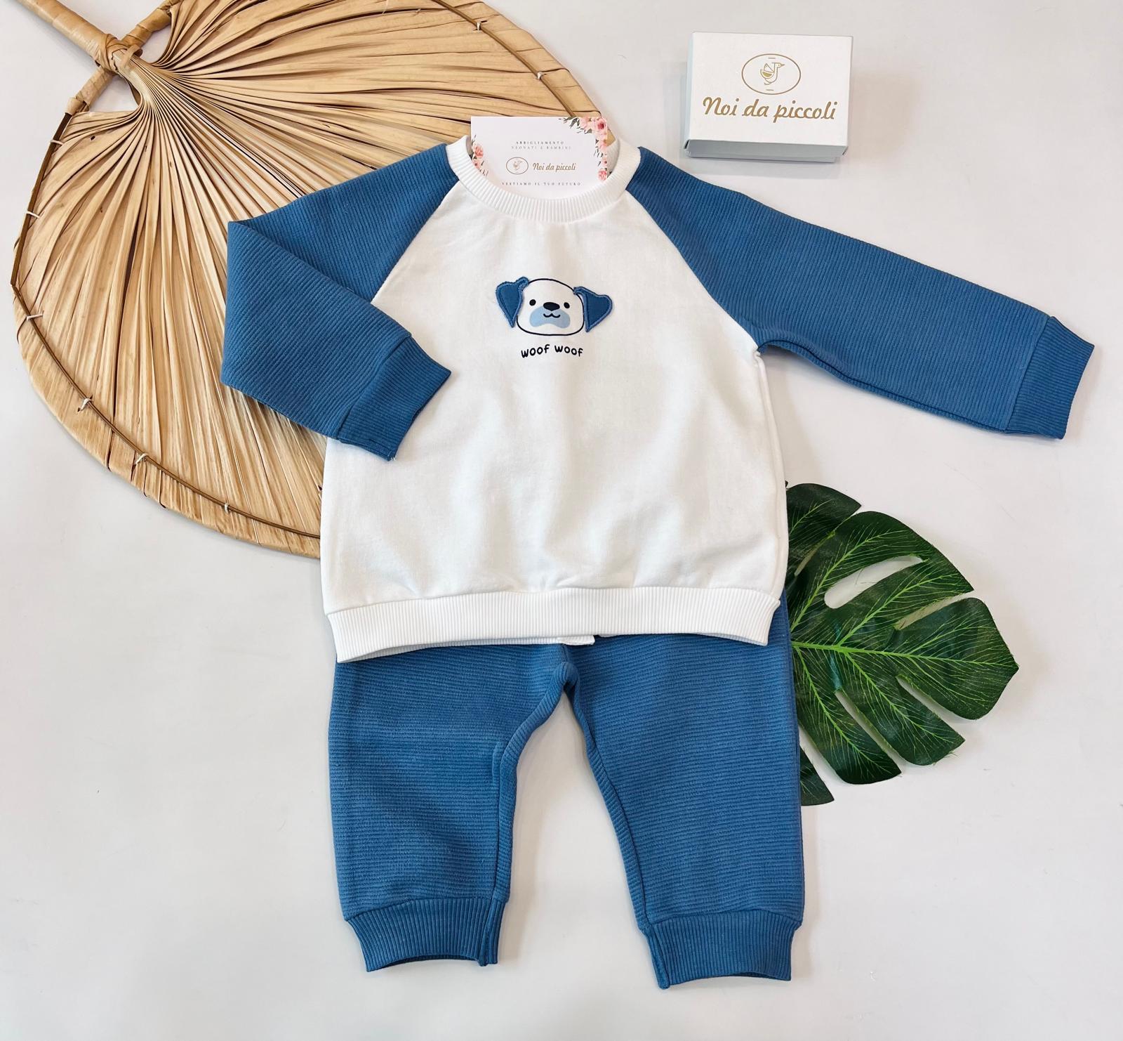COMPLETO IN COTONE CALDO BLU