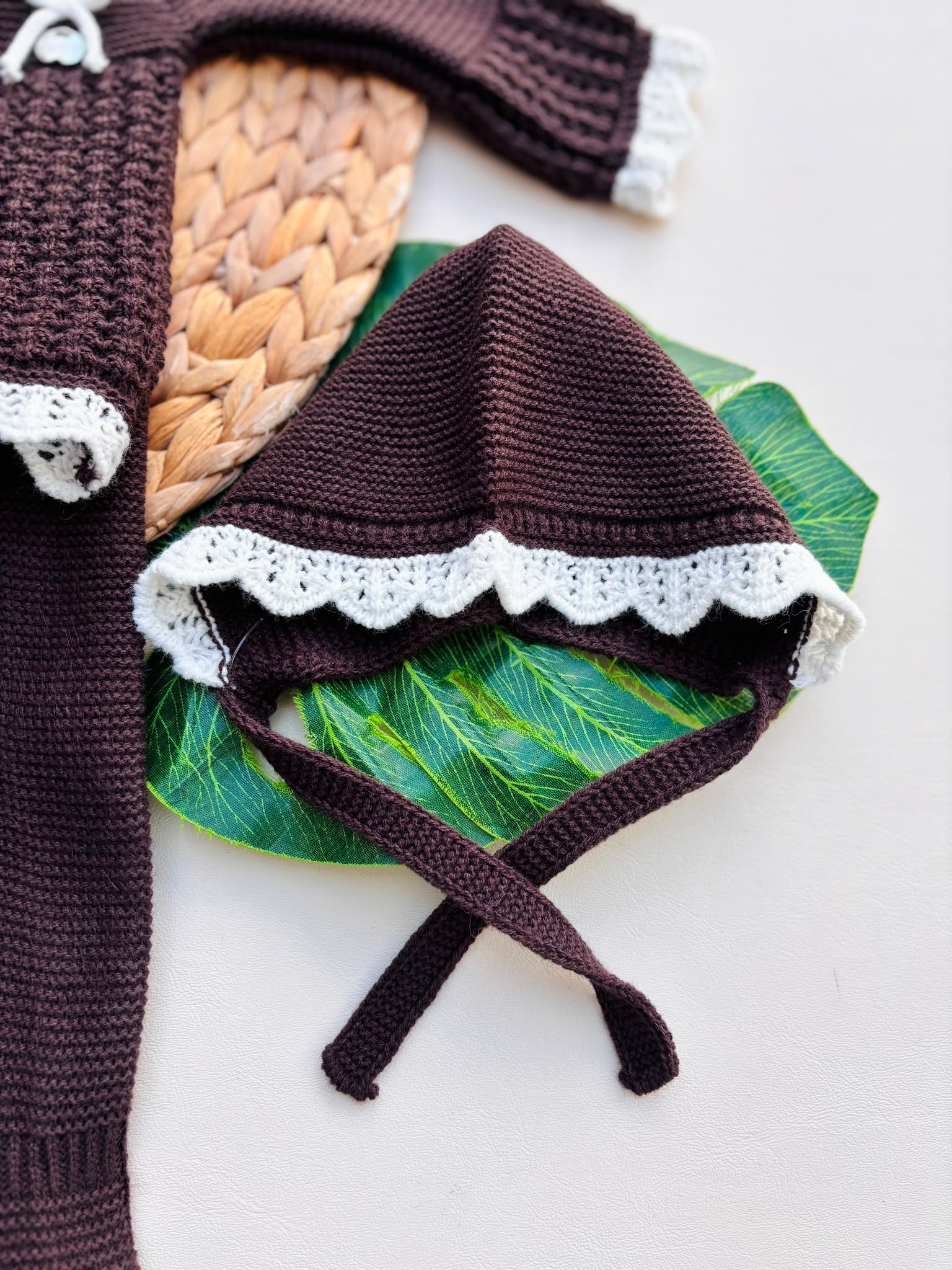 completo 3 pz FILATO CALDO MARRONE