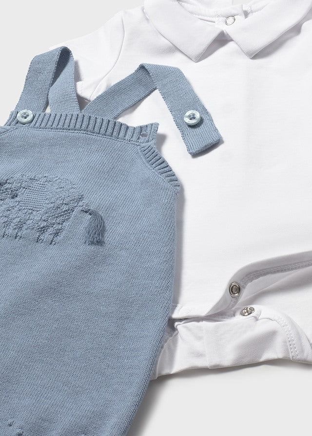 SALOPETTE CON MAGLIETTINA IN COTONE  CIELO